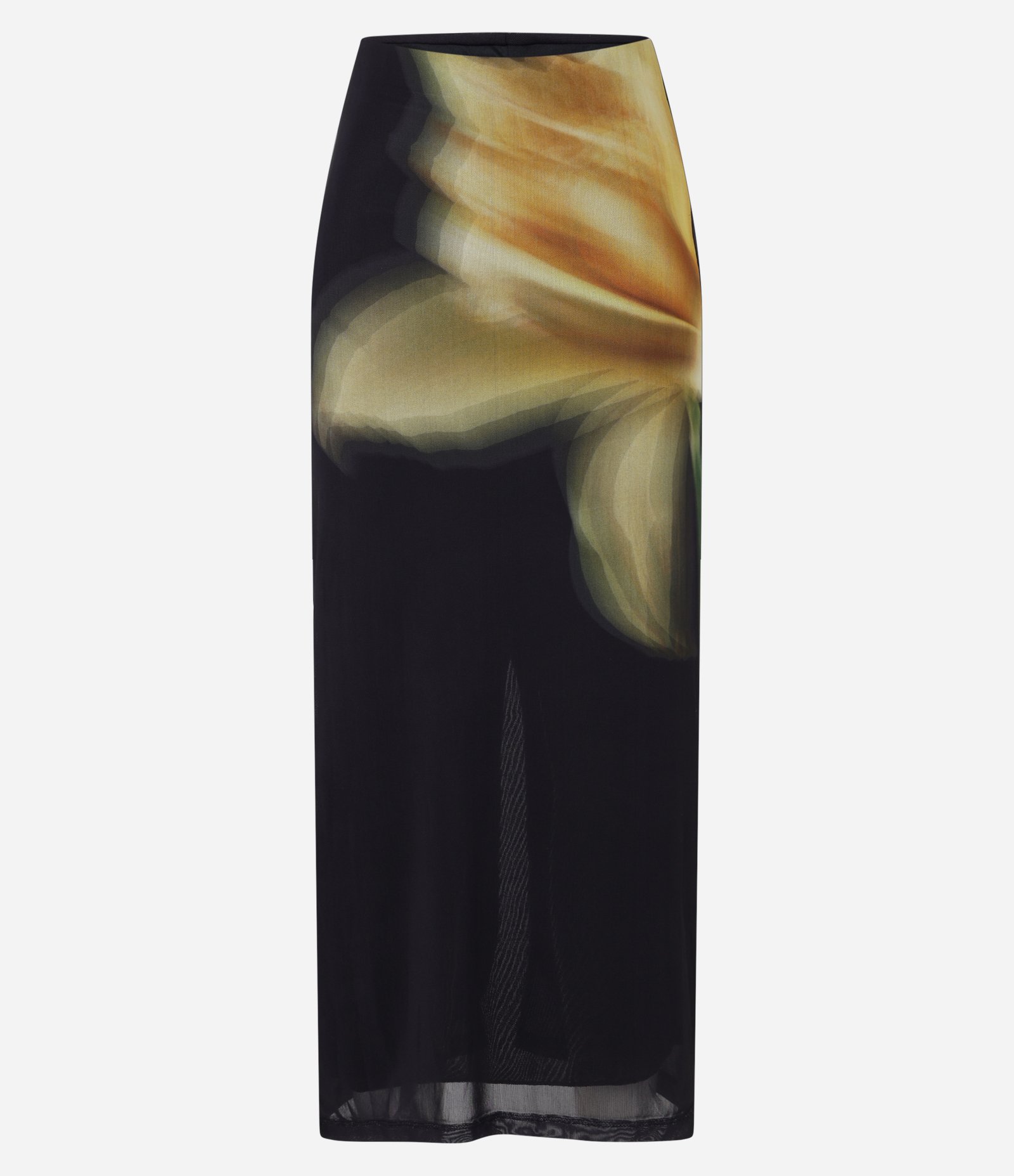 Saia Midi com Tule e Estampa de Flor Narcissus Preto 6