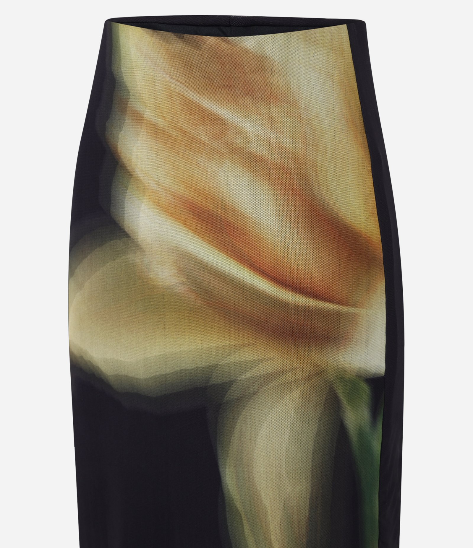 Saia Midi com Tule e Estampa de Flor Narcissus Preto 7
