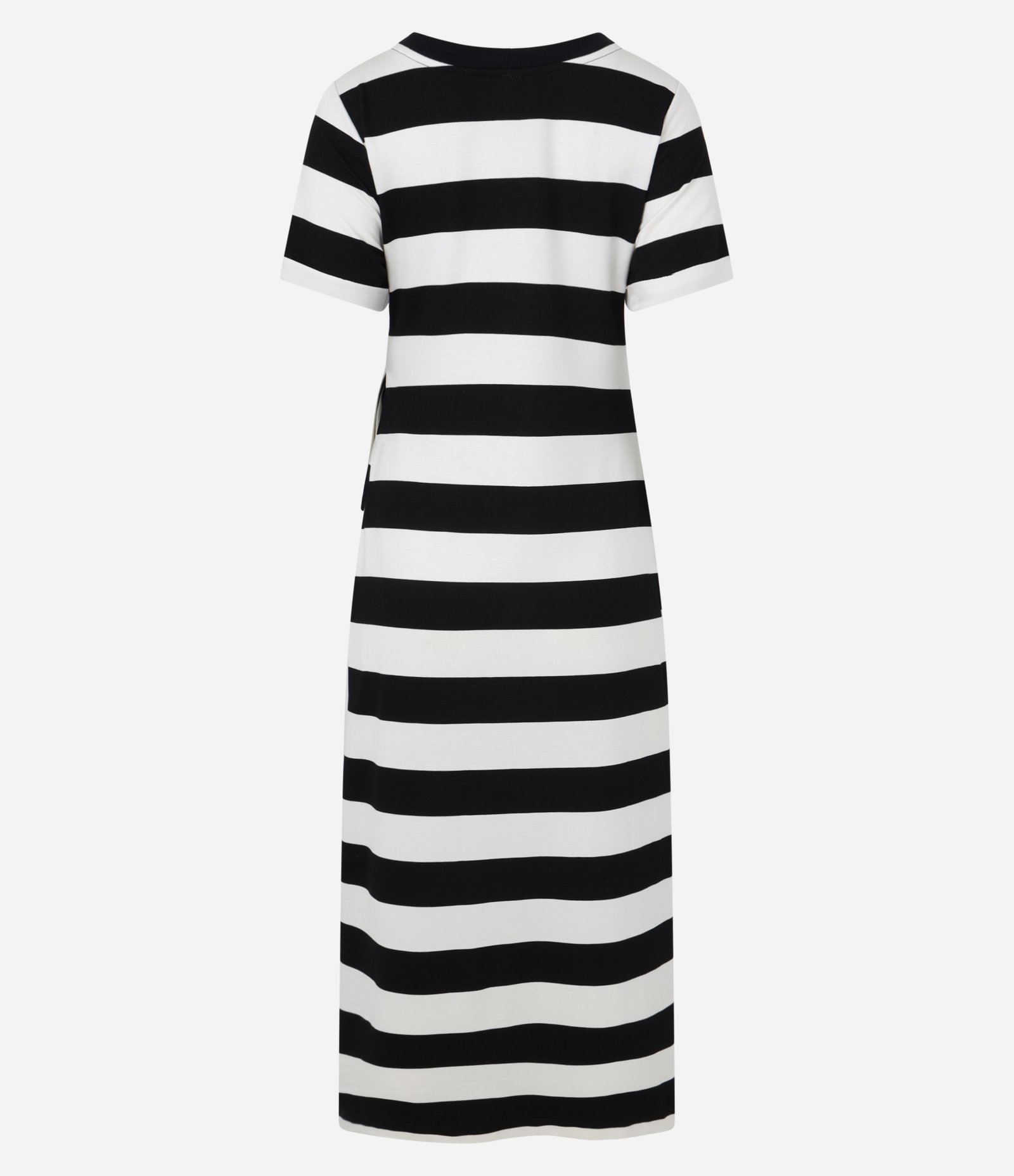 Vestido Midi em Viscose com Estampa de Listras e Amarração na Lateral Preto/Branco 8