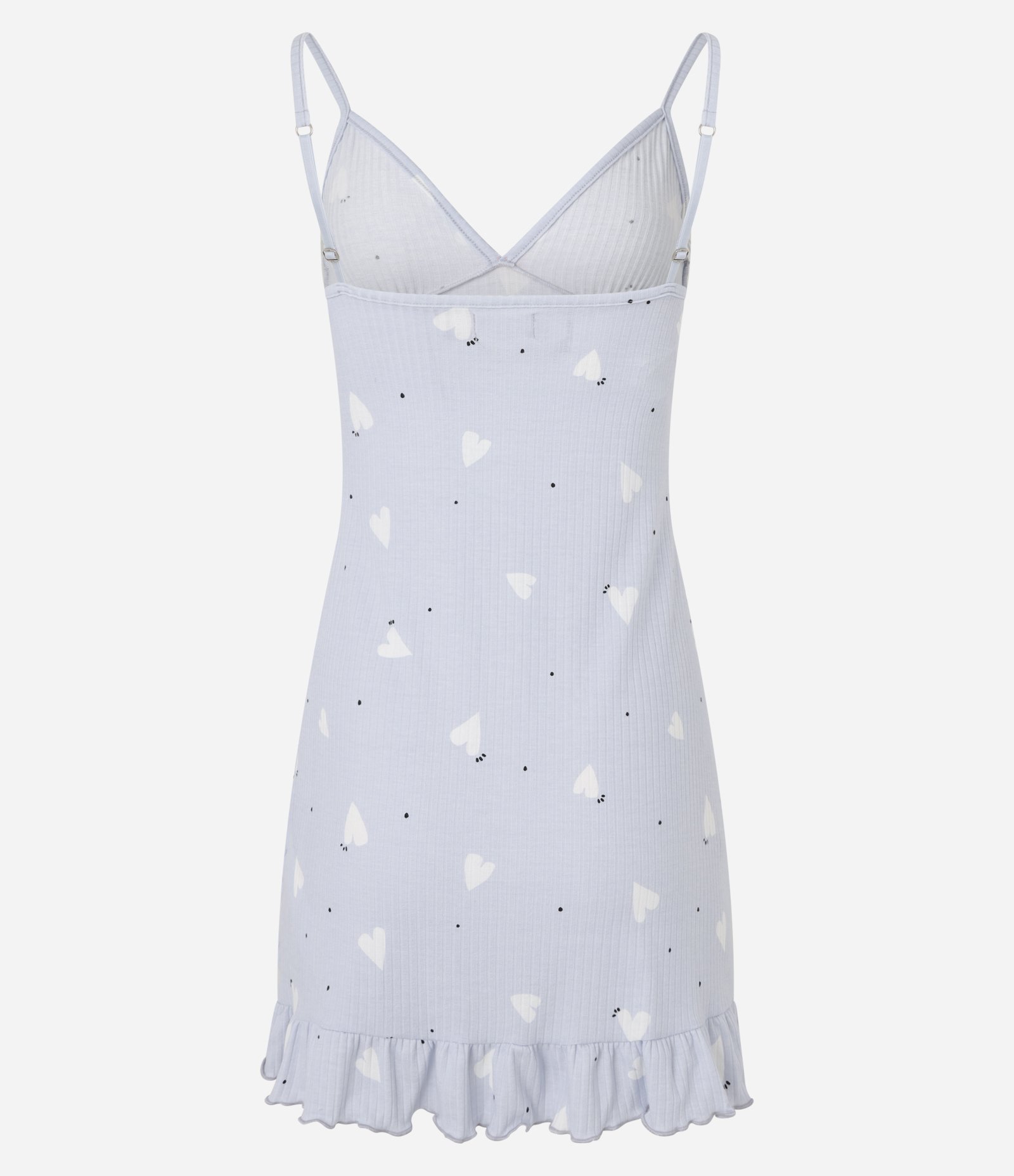 Camisola de Alça em Ribana com Estampa Corações Azul 6