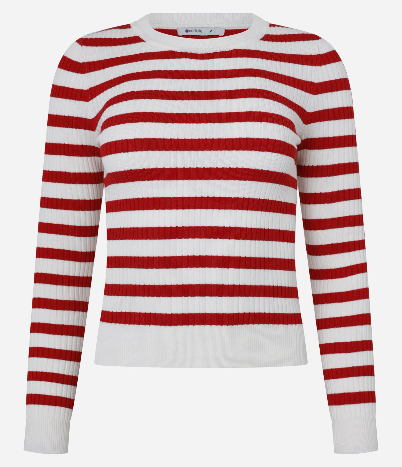 Suéter Listrado em Tricô com Gola Redonda Vermelho/Branco 6