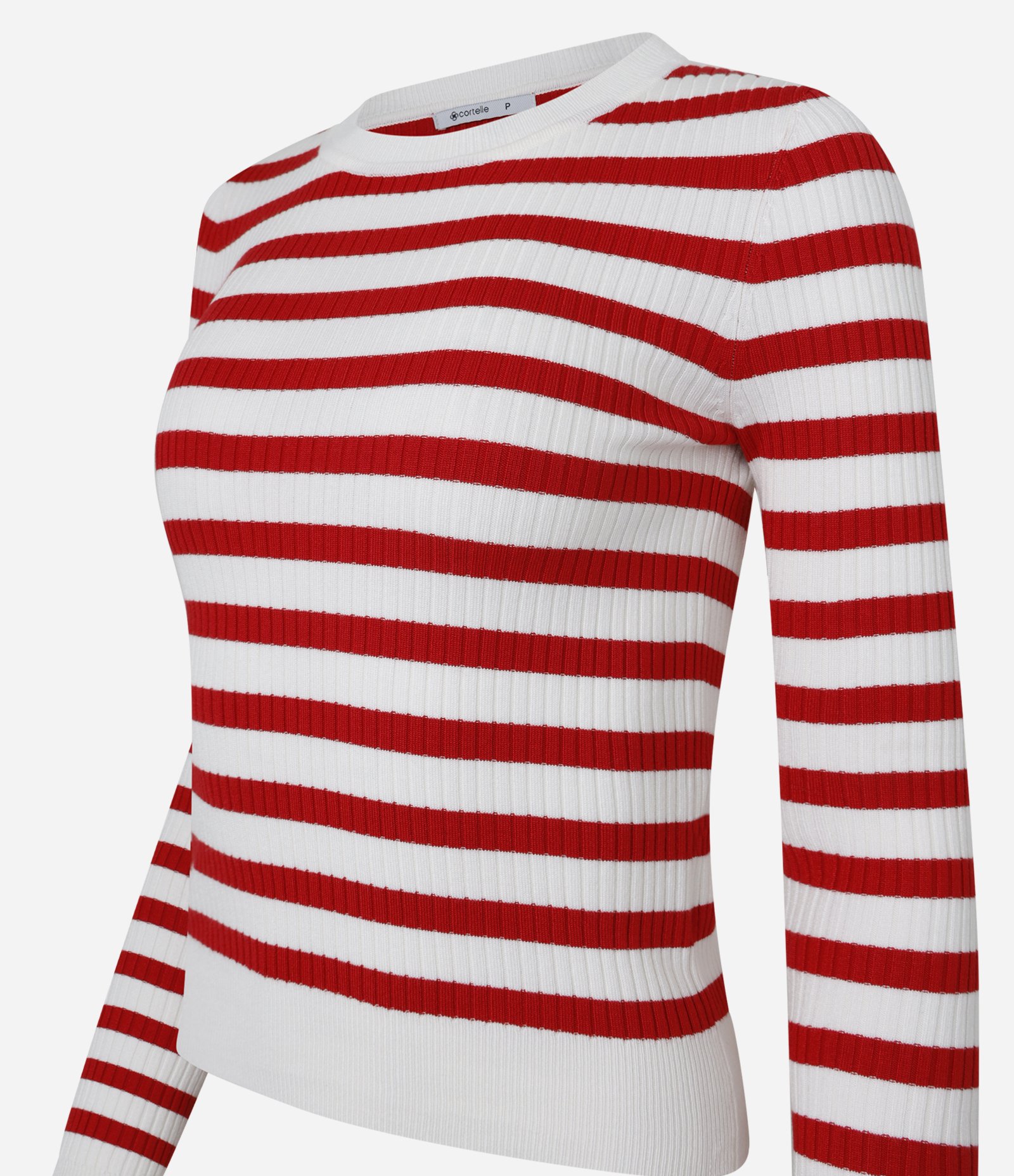 Suéter Listrado em Tricô com Gola Redonda Vermelho/Branco 7