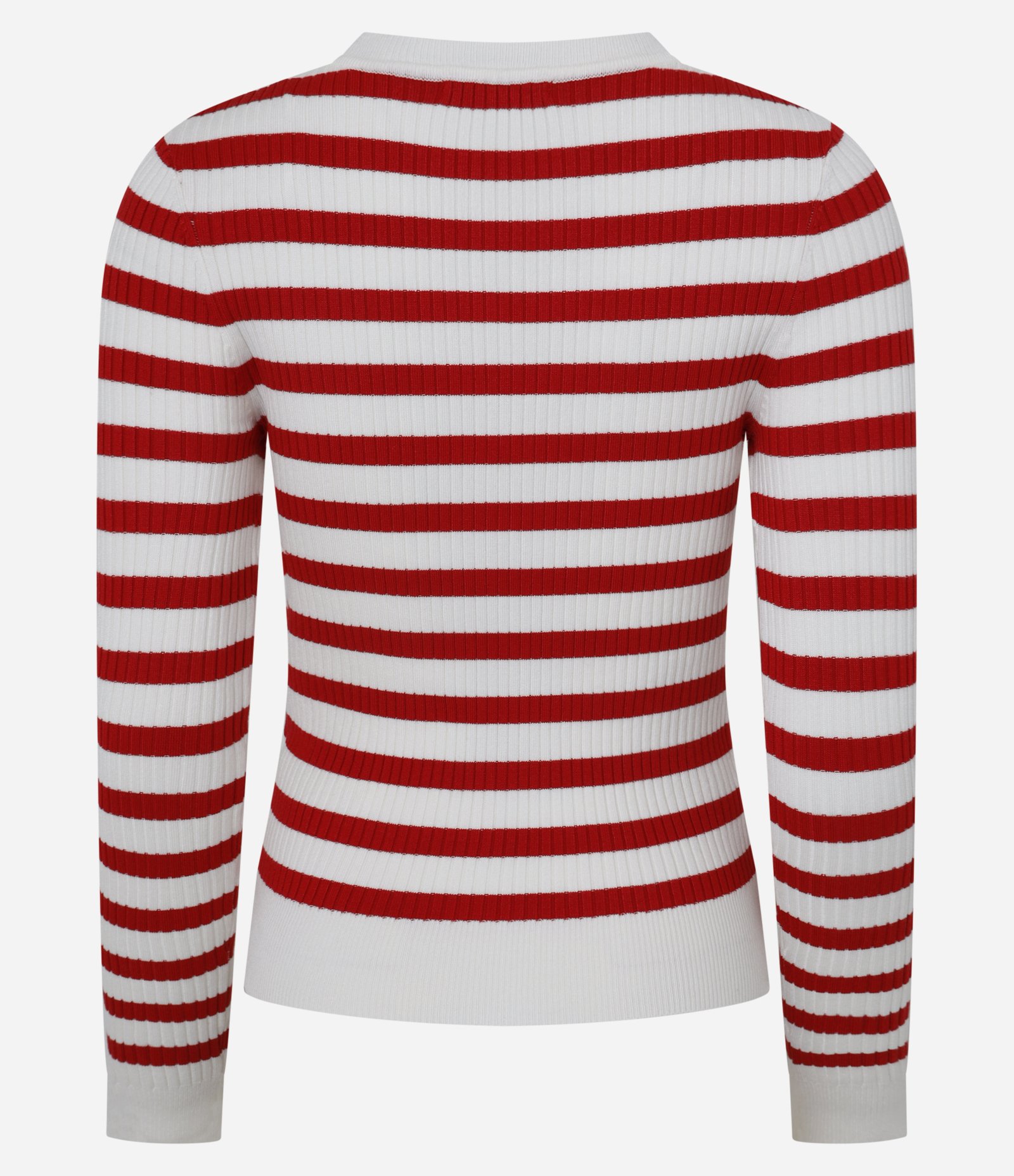 Suéter Listrado em Tricô com Gola Redonda Vermelho/Branco 8