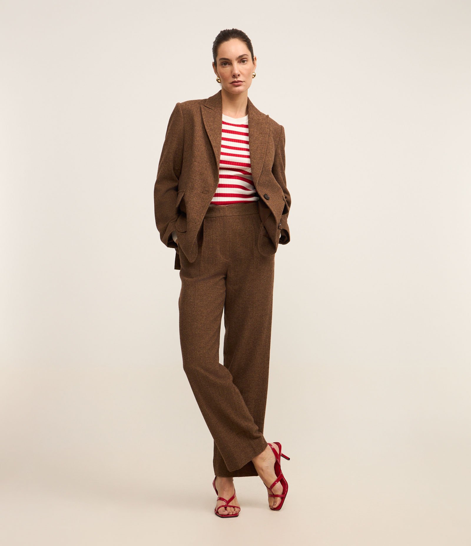 Suéter Listrado em Tricô com Gola Redonda Vermelho/Branco 2