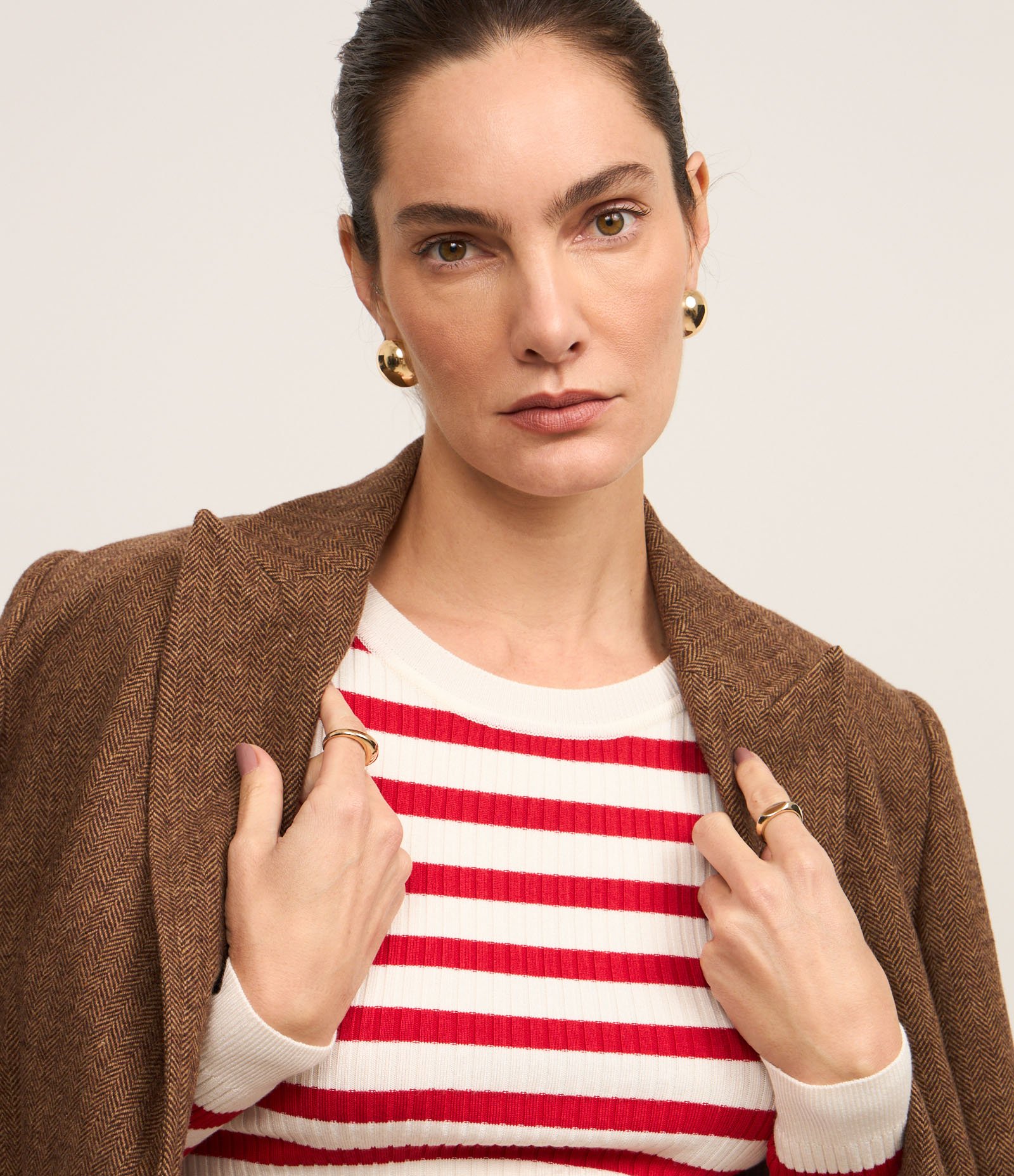 Suéter Listrado em Tricô com Gola Redonda Vermelho/Branco 3