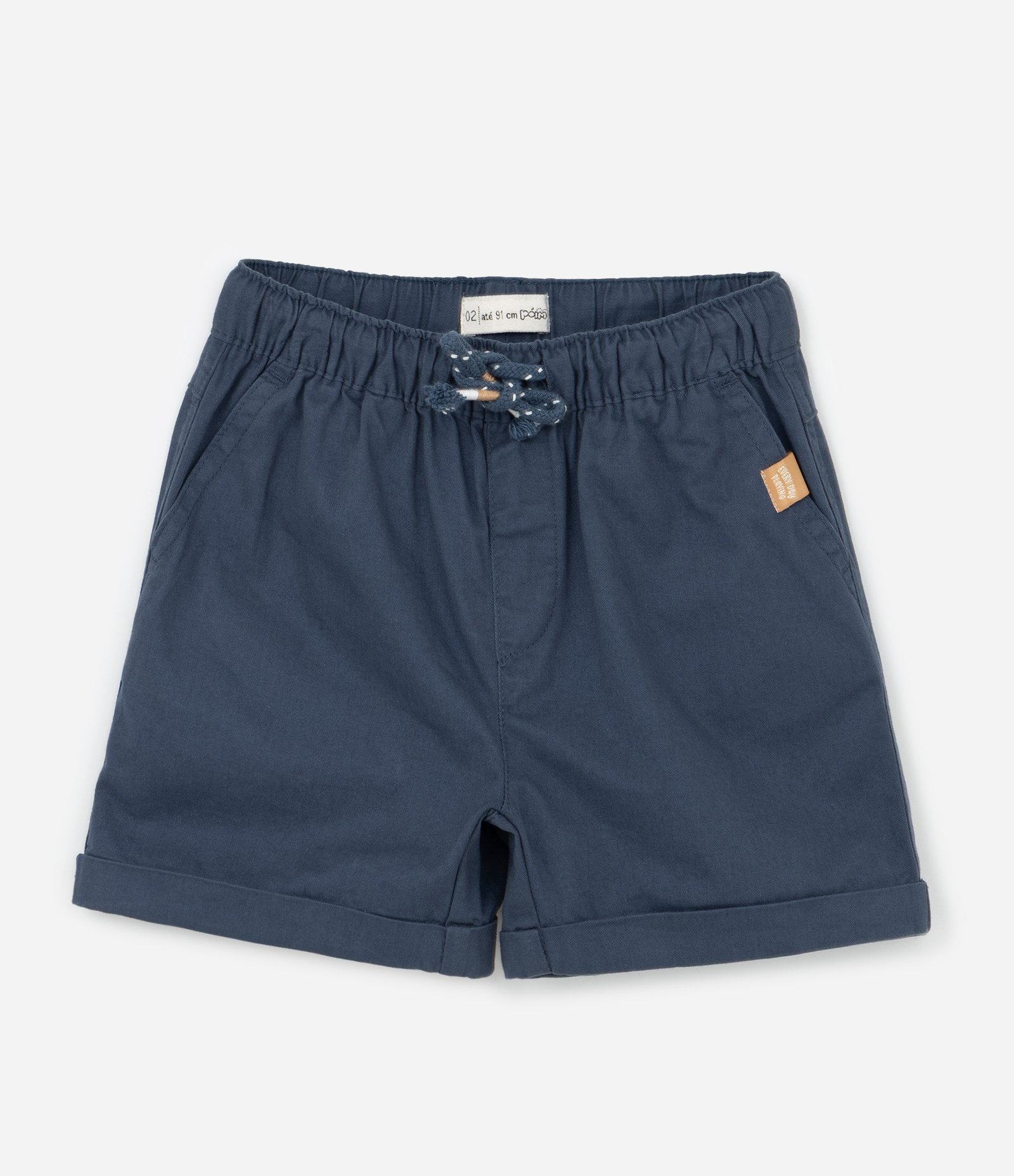 Conjunto Infantil com Bolsinho e Estampa Xadrez - Tam 1 a 6 Anos Bege/Azul 14