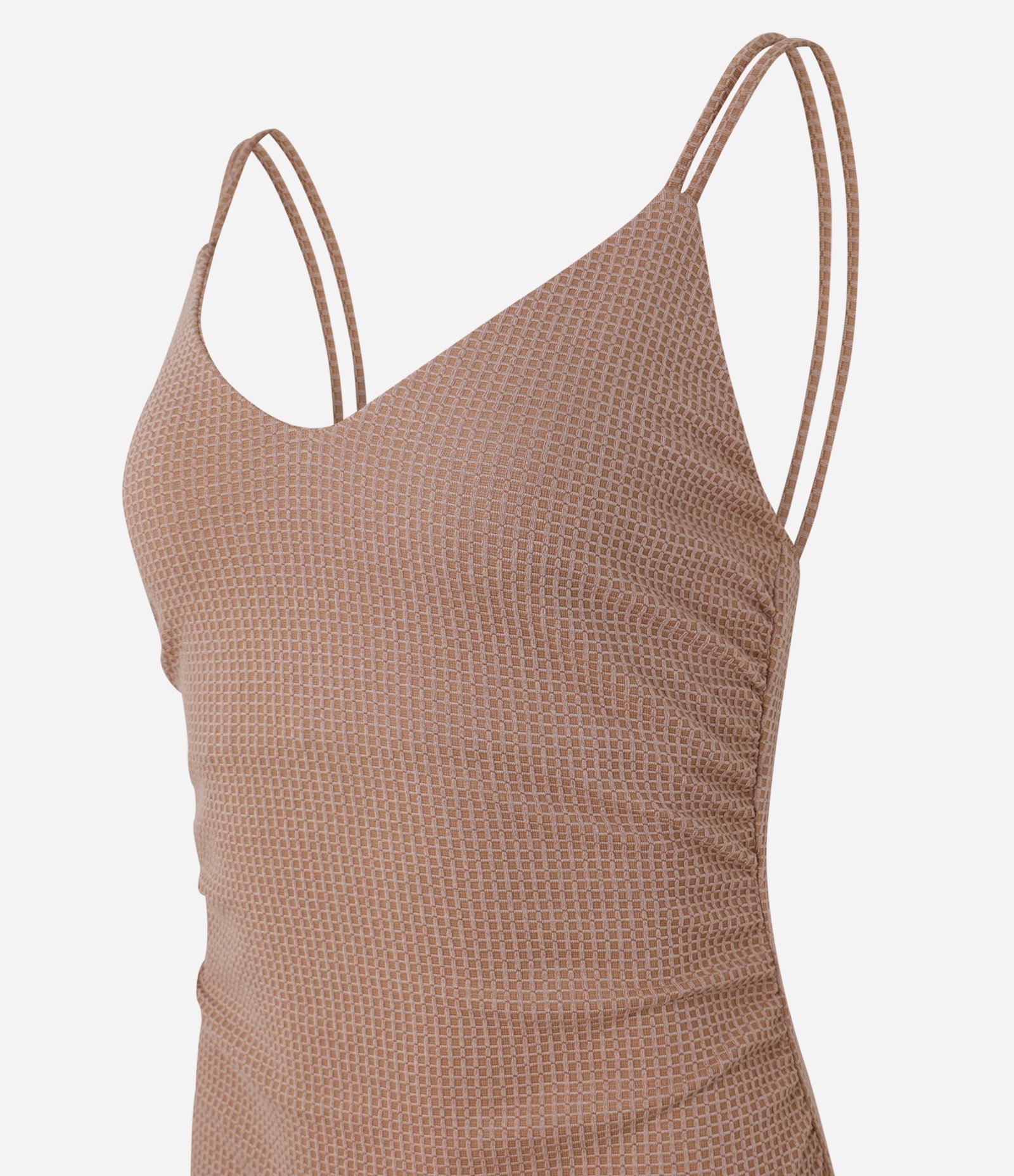 Vestido New Midi com Decote em V e Alça Dupla Marrom 5