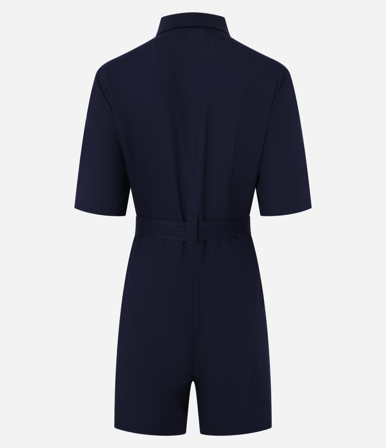 Macaquinho em Viscolinho com Cinto de Tecido Azul Marinho 6