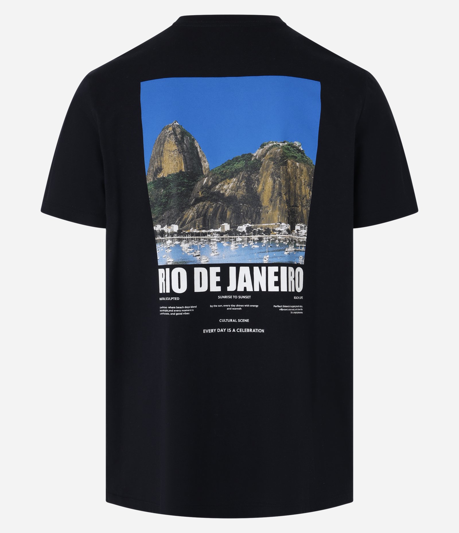 Camiseta Comfort em Algodão com Estampa Photoprint Rio de Janeiro Preto 7