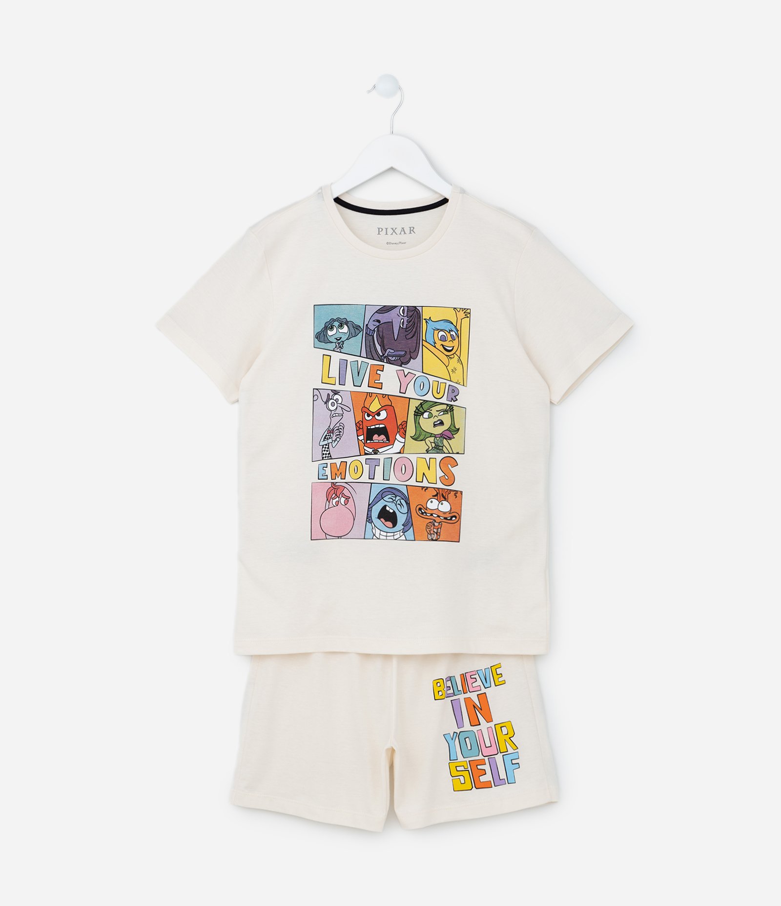 Pijama Curto Infantil Estampa Divertidamente - Tam 6 a 14 anos Off White 1
