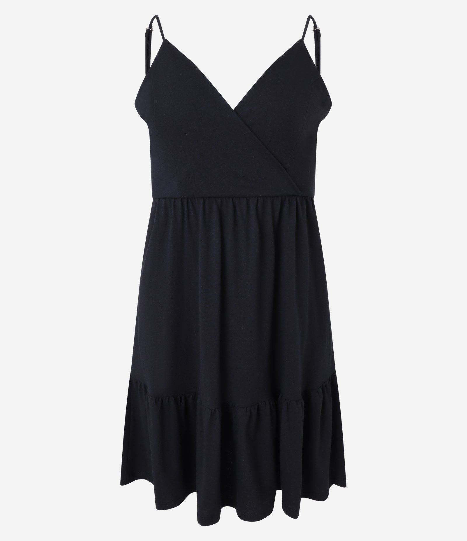 Vestido Curto em Algodão com Decote Transpassado Preto 1