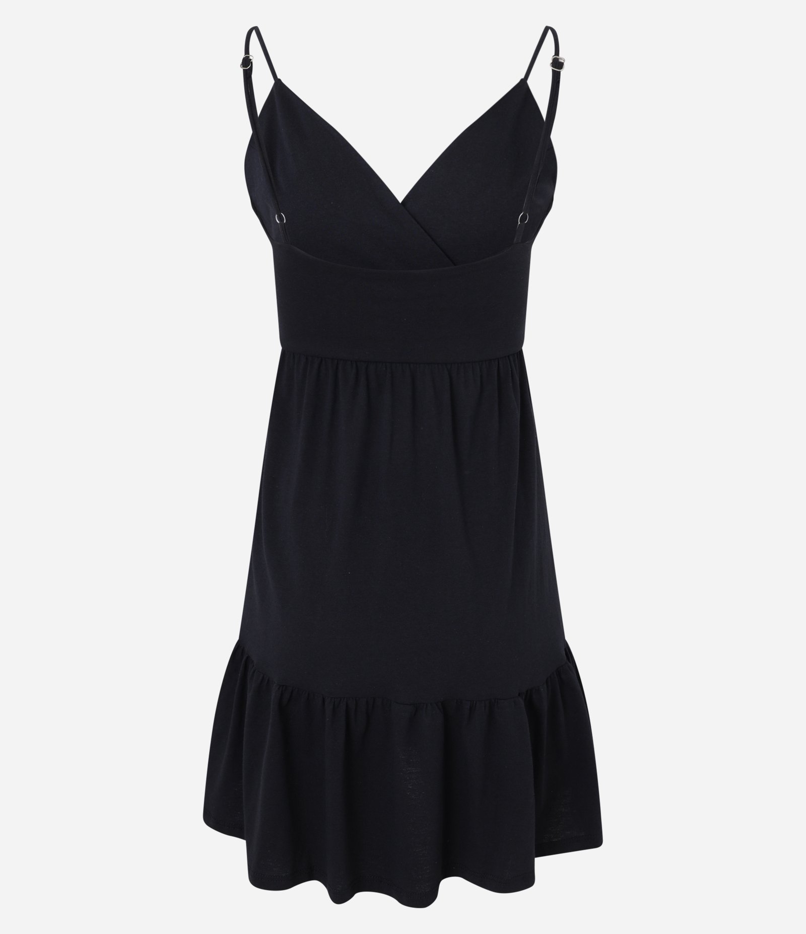 Vestido Curto em Algodão com Decote Transpassado Preto 2