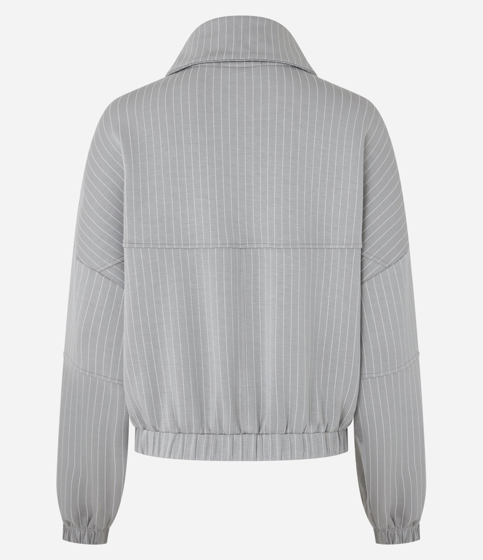 Casaco Bomber em Malha com Listras e Gola Lapela Cinza 10