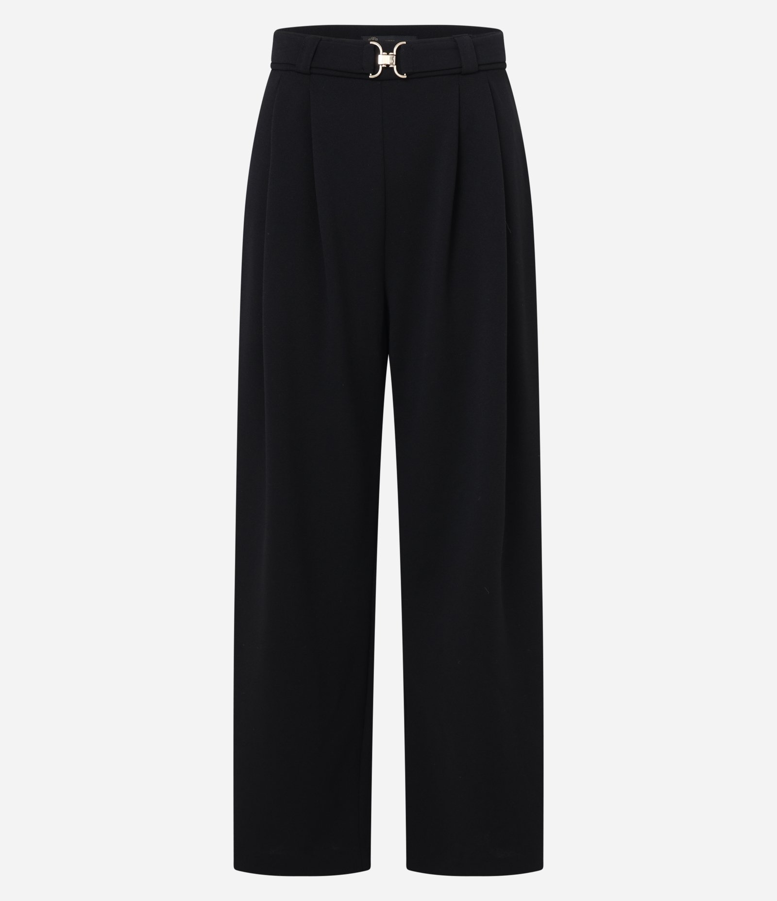 Calça Wide Leg Cintura Alta em Crepe com Cinto e Pregas Preto 6