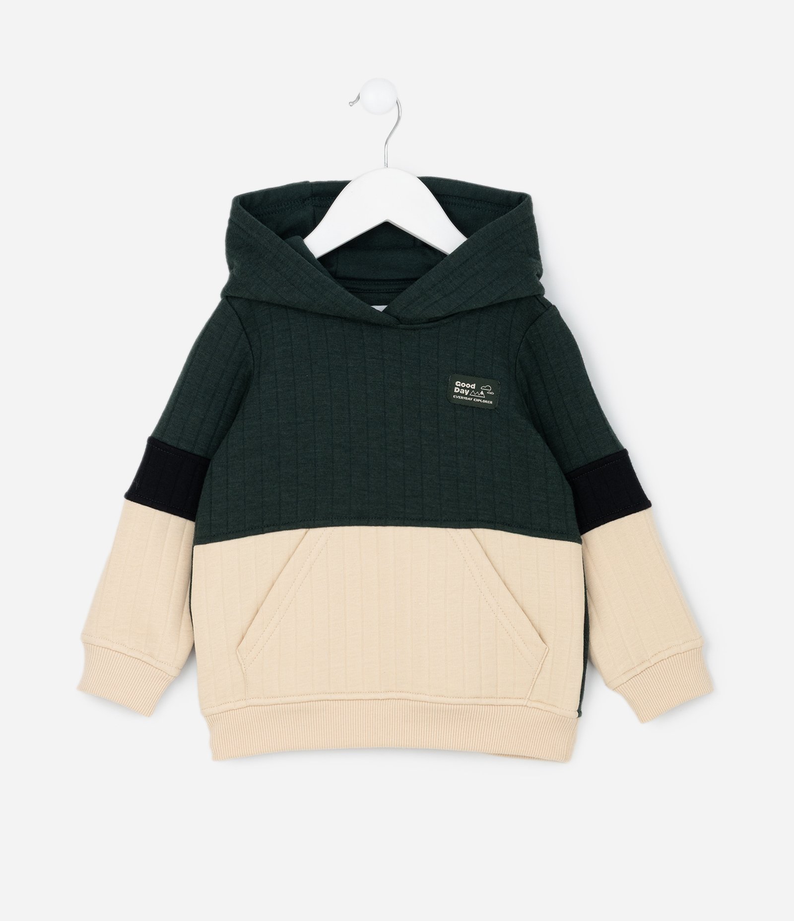 Conjunto Infantil com Casaco Canguru e Calça – Tam 1 a 5/6 Anos Verde Escuro/Bege 2