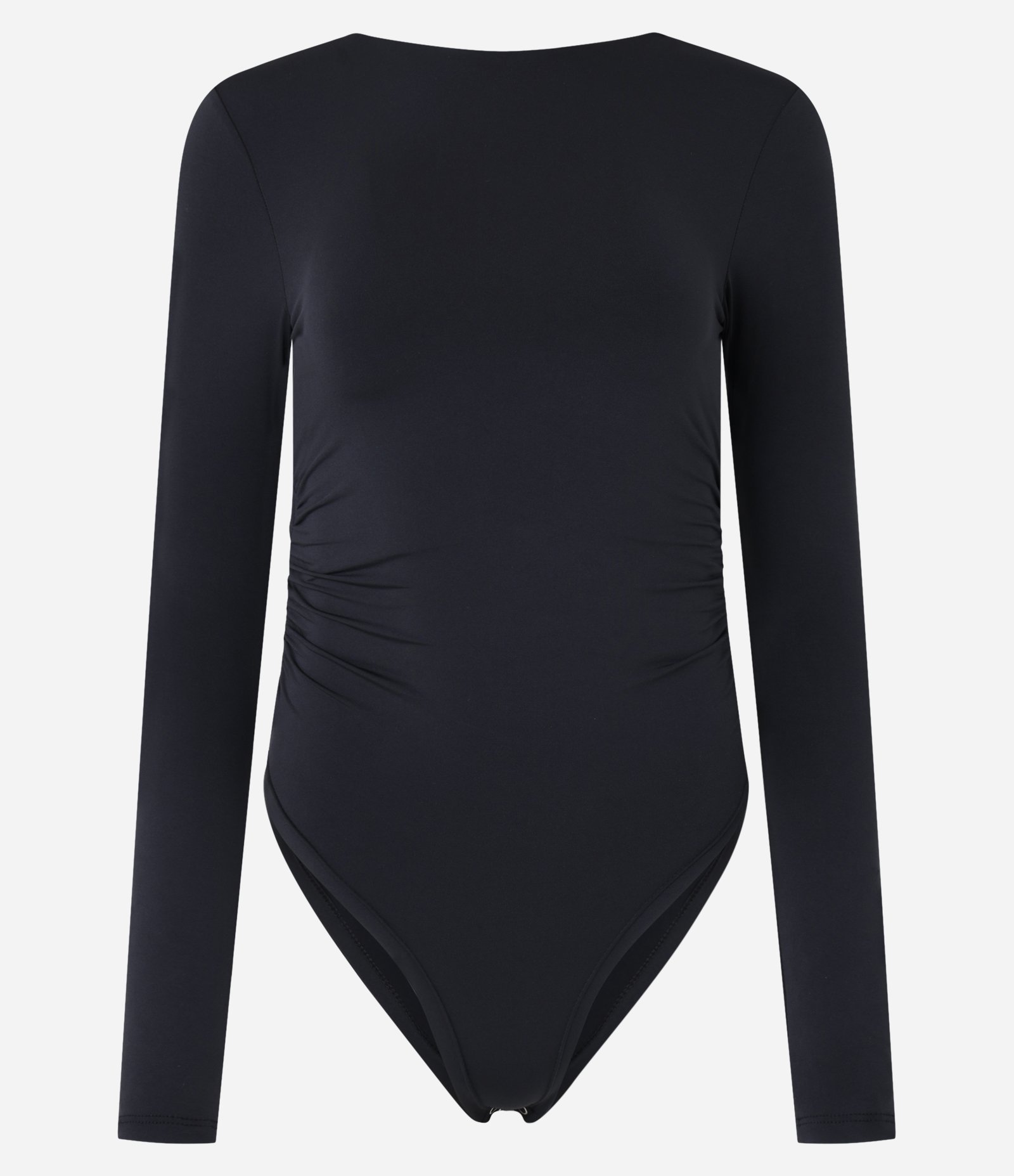 Body com Franzido Lateral e Costas Abertas Preto 1