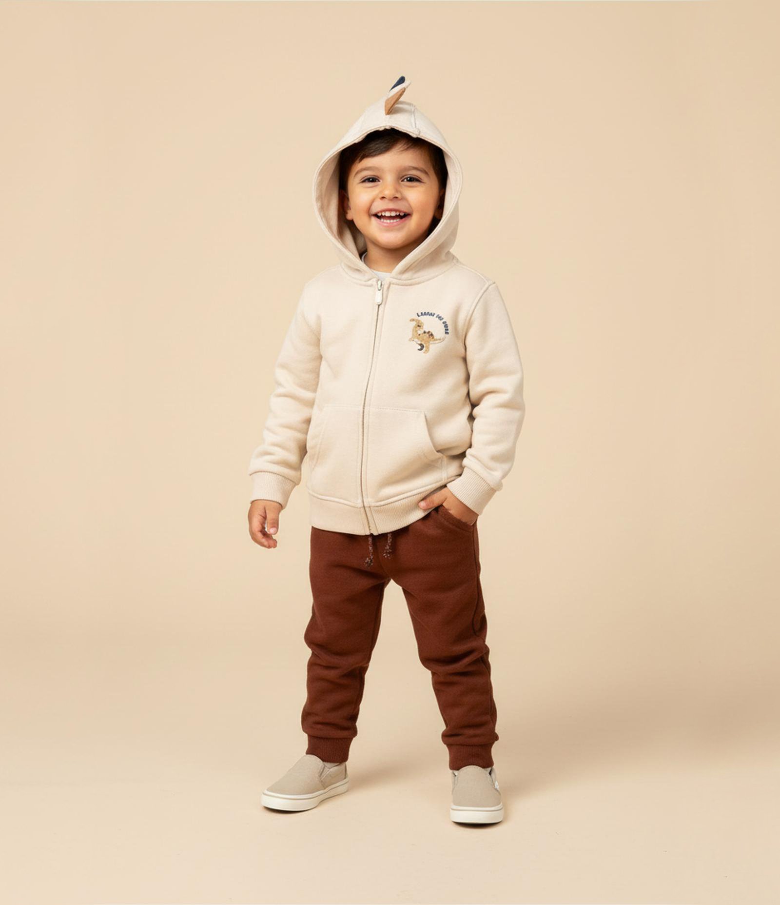 Calça Infantil em Moletom Texturizada - Tam 1 a 6 Anos Marrom 1