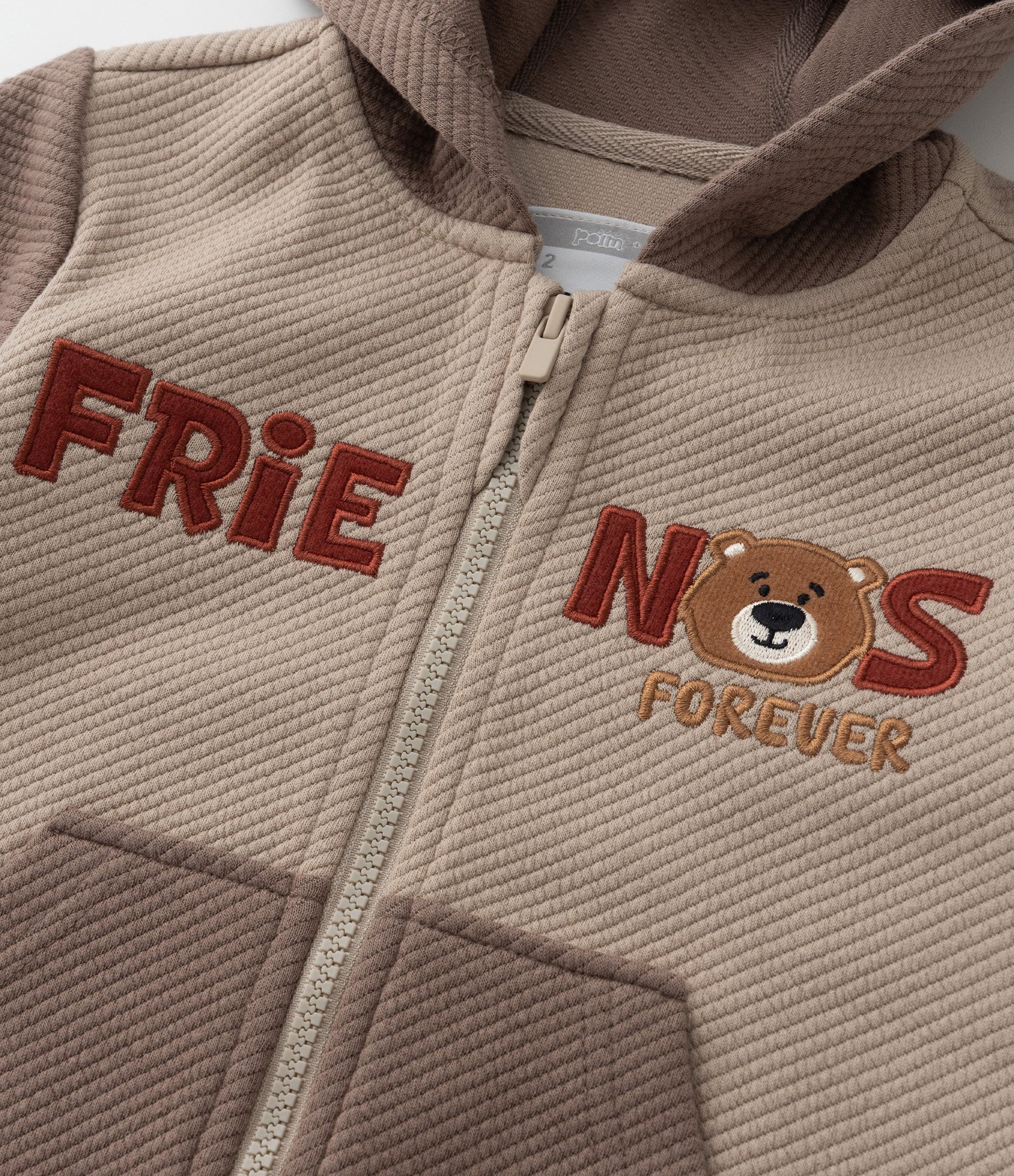 Casaco Infantil Texturizado com Estampa Ursinho - Tam 1 a 6 Anos Marrom 9