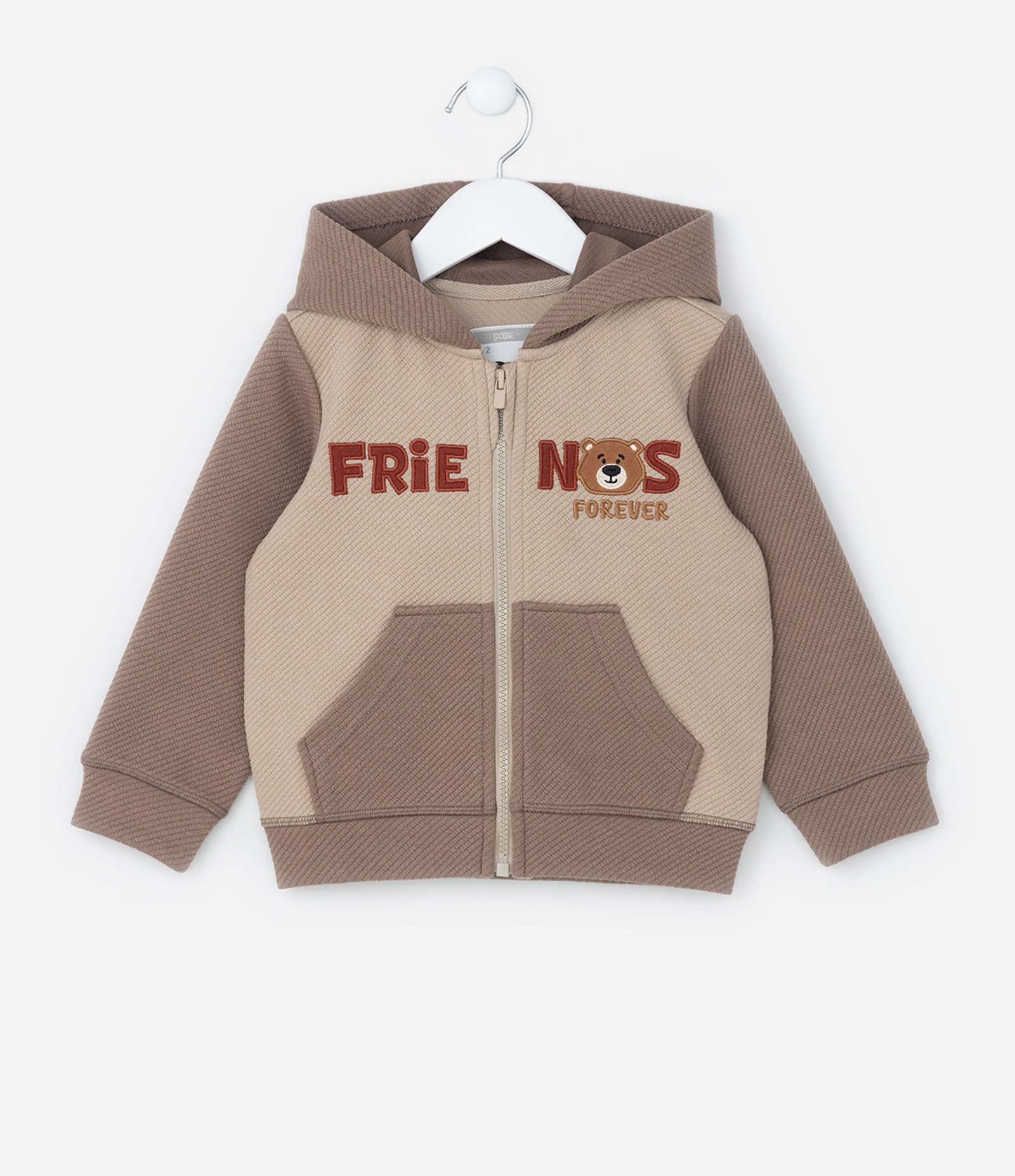 Casaco Infantil Texturizado com Estampa Ursinho - Tam 1 a 6 Anos Marrom 2