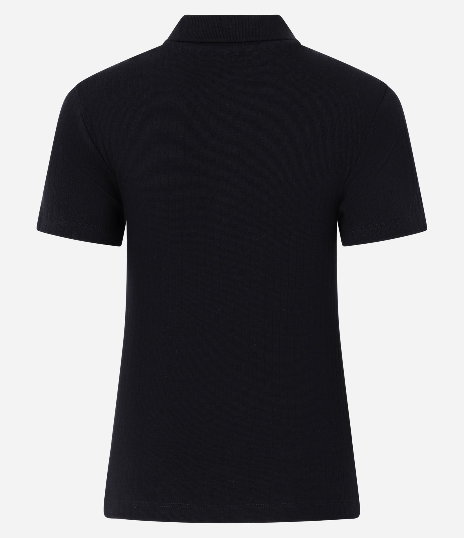 Blusa Polo Canelada com Lacinhos Brilhosos na Gola Preto 8