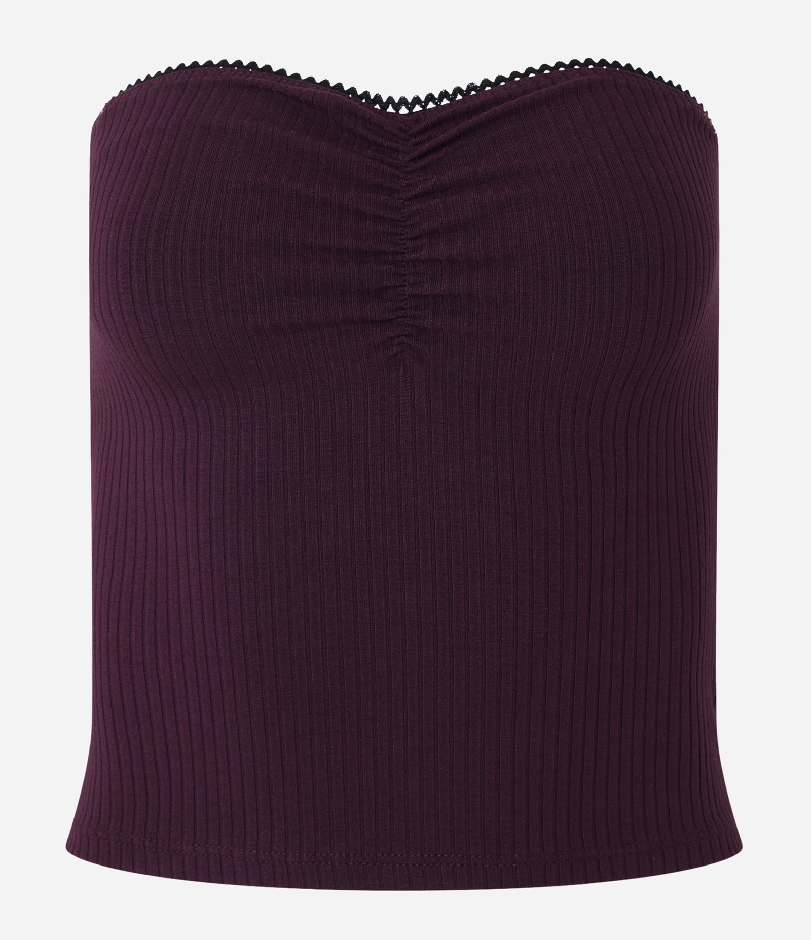 Blusa Tomara que Caia em Ribana com Busto Franzido Vinho 4