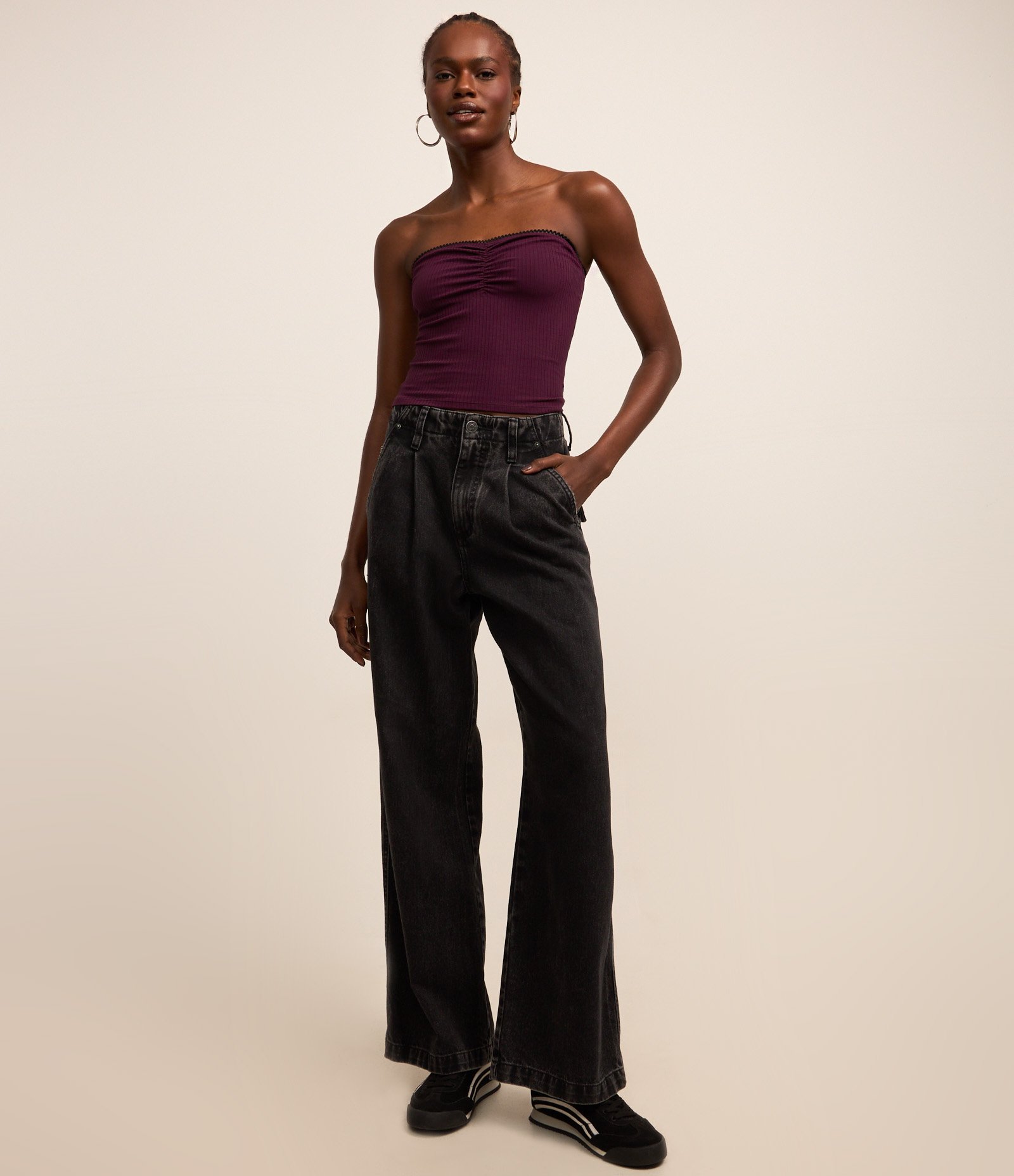 Blusa Tomara que Caia em Ribana com Busto Franzido Vinho 2