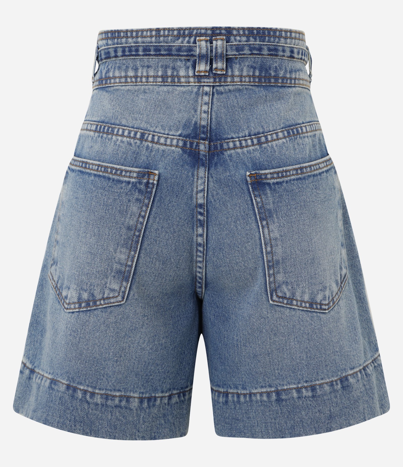 Short Regular Cintura Alta em Jeans com Cinto de Tecido Azul 2