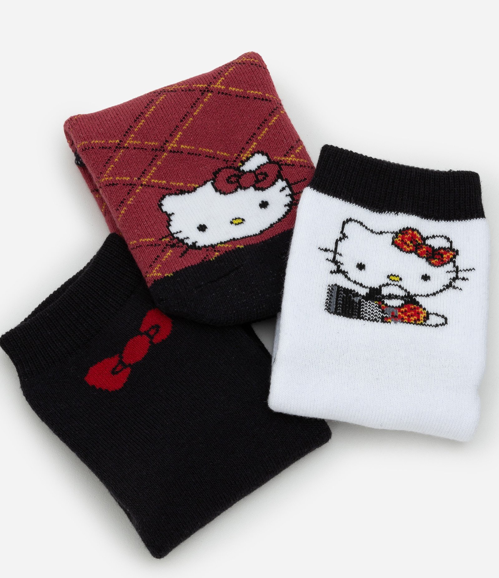 Kit 03 Pares de Meia Infantil Atoalhada com Estampa da Hello Kitty - Tam 19/22 a 31/34 Sortido 3