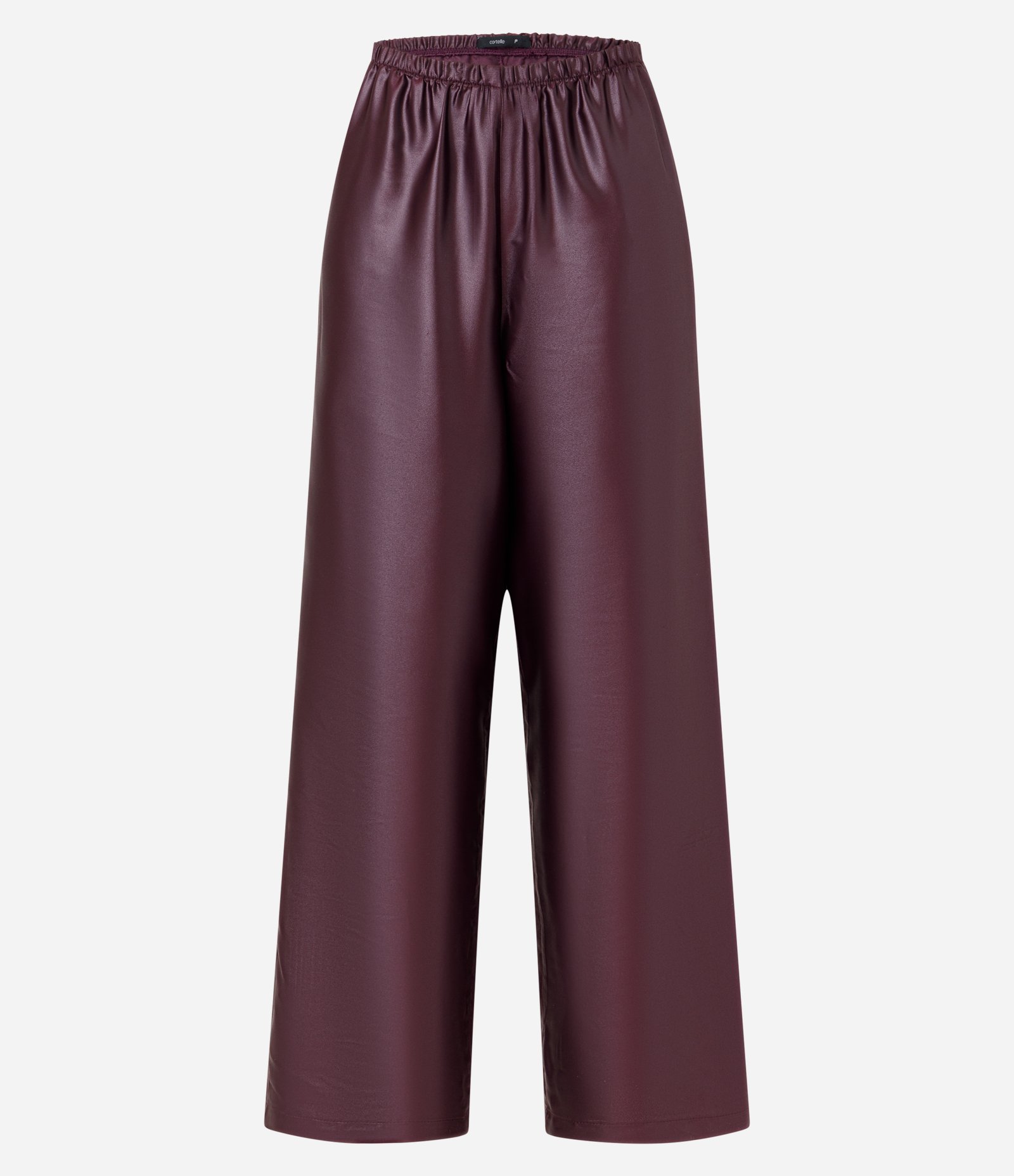 Calça Fuida em Cetim com Elástico no Cós Vinho 5