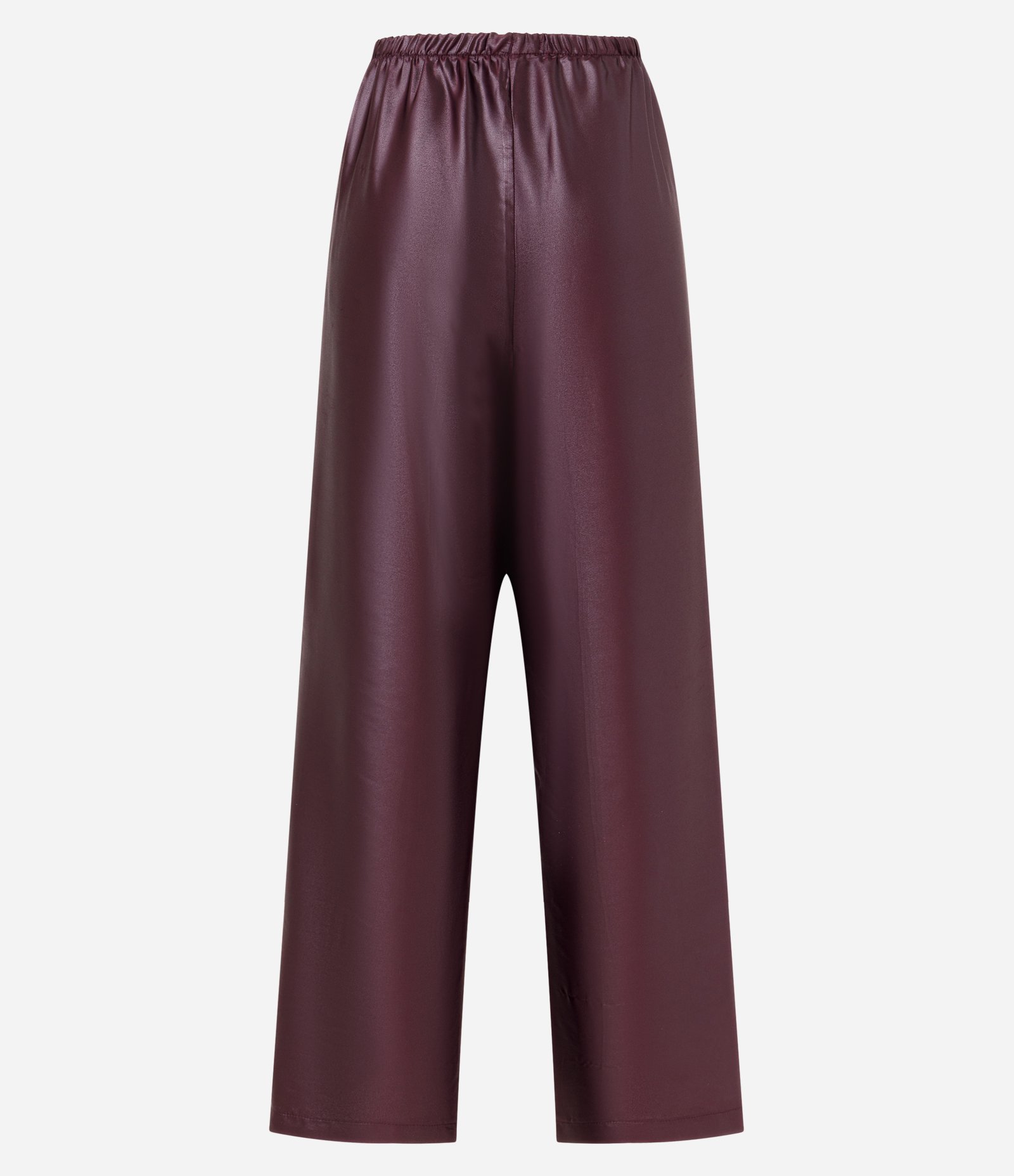 Calça Fuida em Cetim com Elástico no Cós Vinho 6