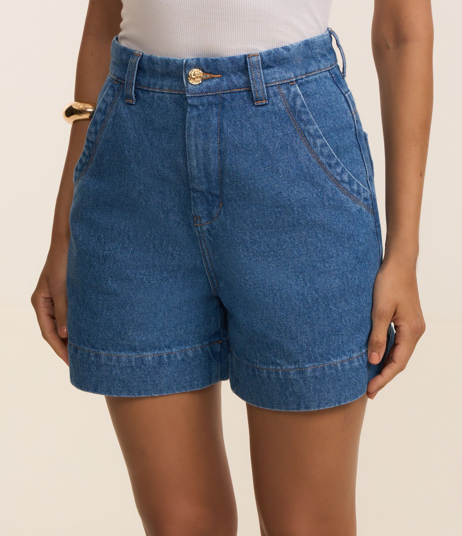 Short Comfy em Jeans com Cintura Alta Azul 2