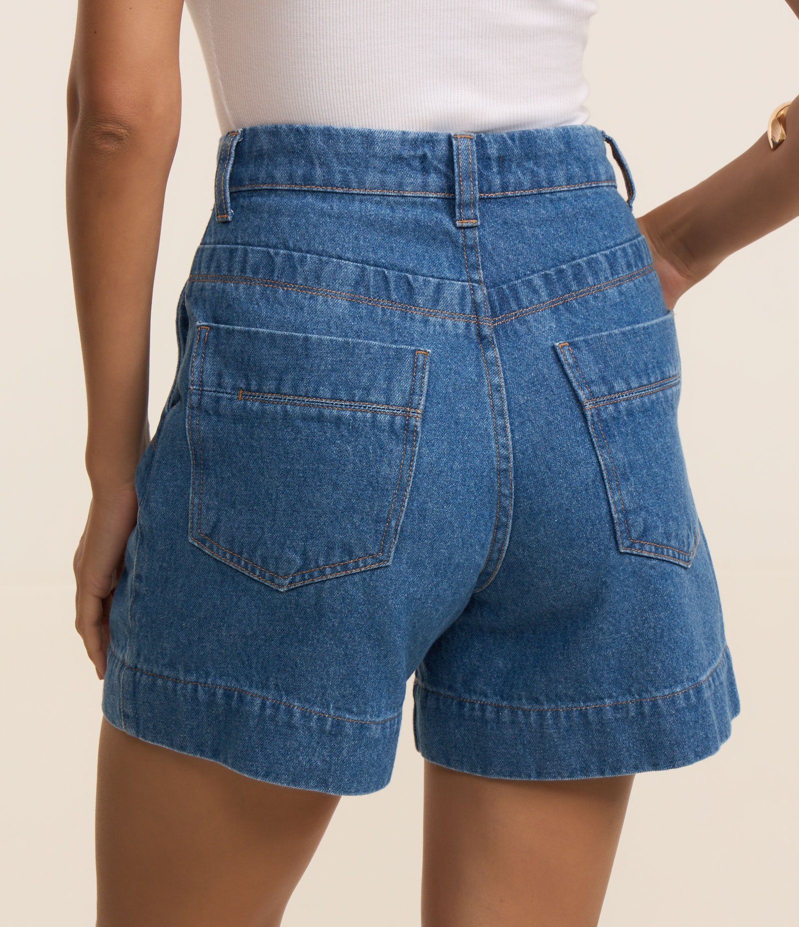 Short Comfy em Jeans com Cintura Alta Azul 3