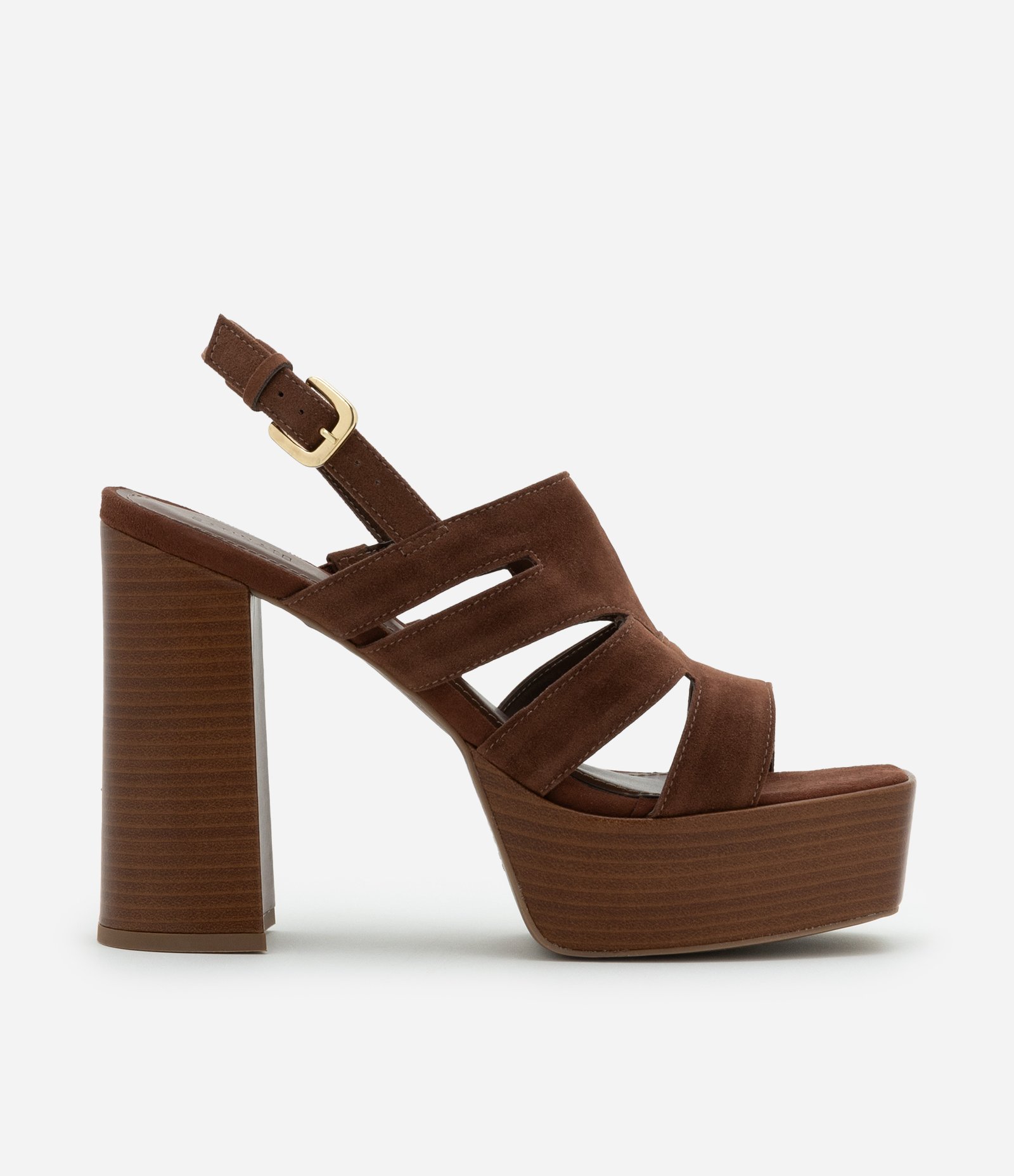 Sandália Meia Pata com Cabedal Fechado e Detalhes Vazados na Lateral Marrom 1