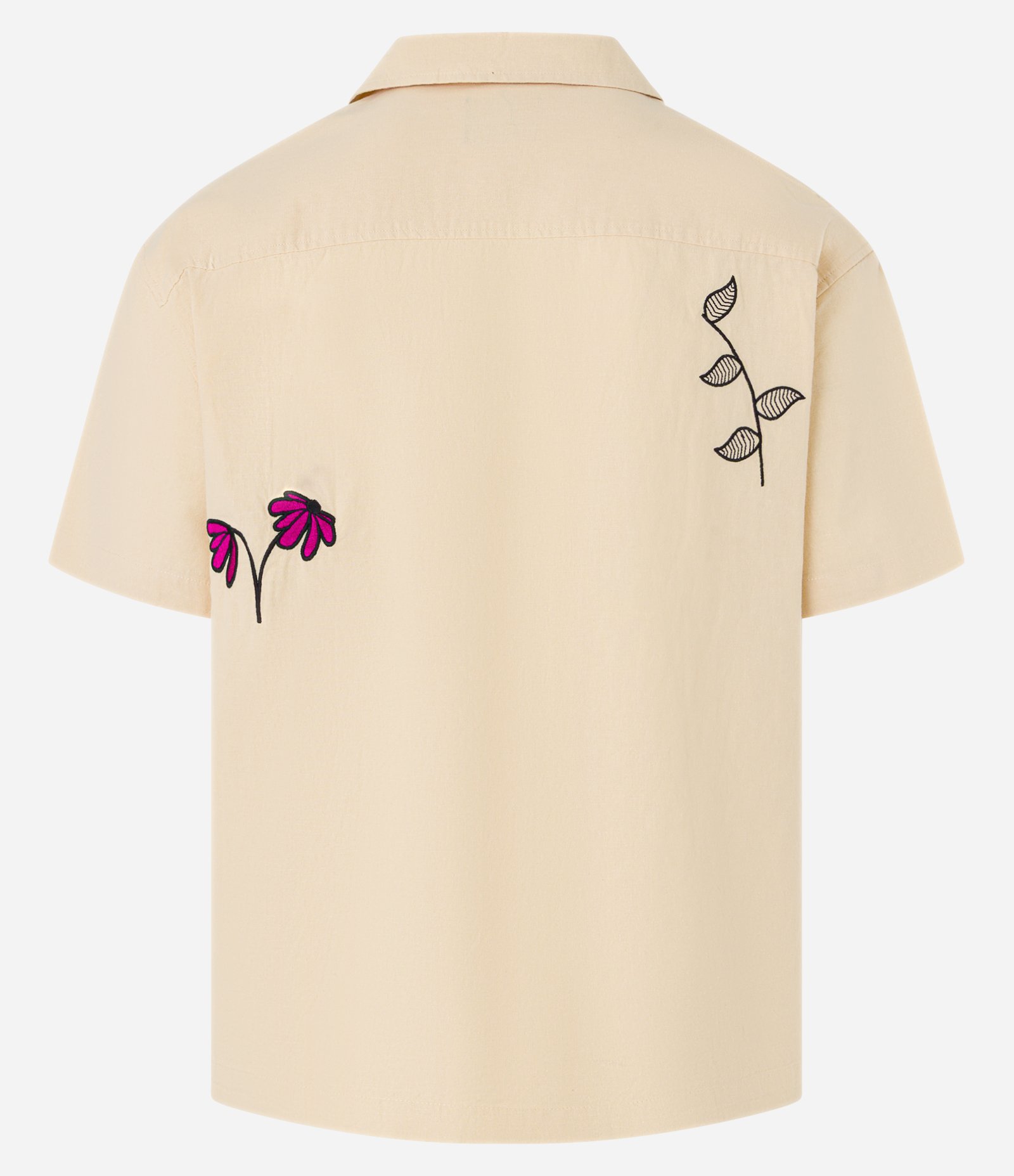Camisa Boxy em Tricoline Estampa em Bordados Coloridos Bege 12