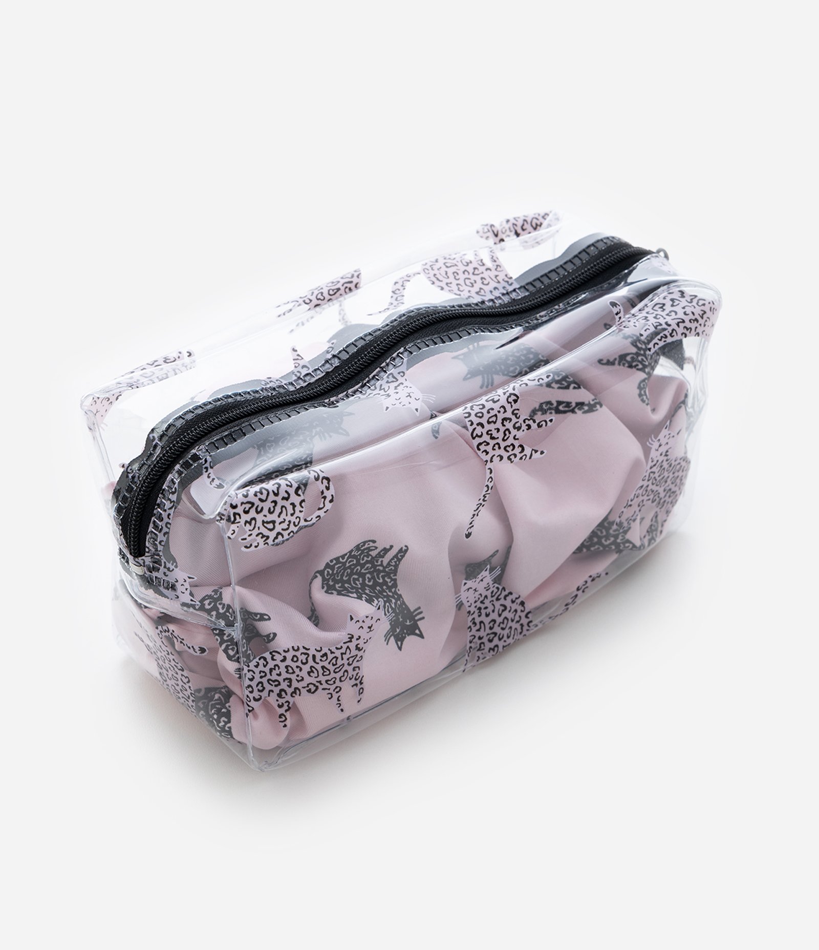 Camisola Curta em Microfibra Estampada de Gatinho com Nécessaire Rosa 6