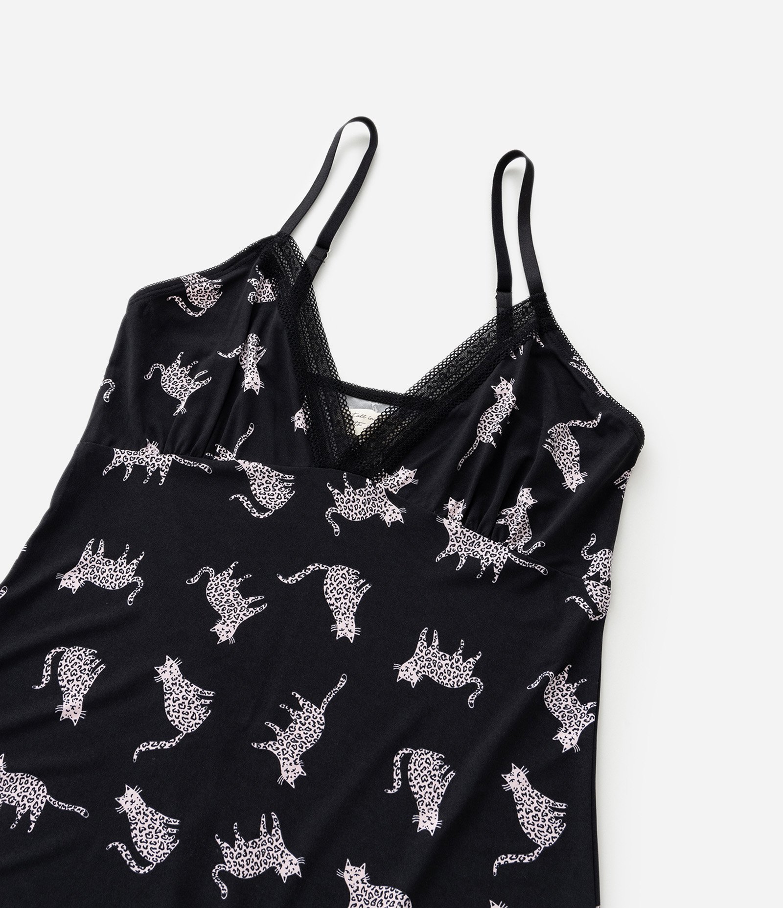 Camisola Curta em Microfibra Estampada de Gatinho com Nécessaire 6