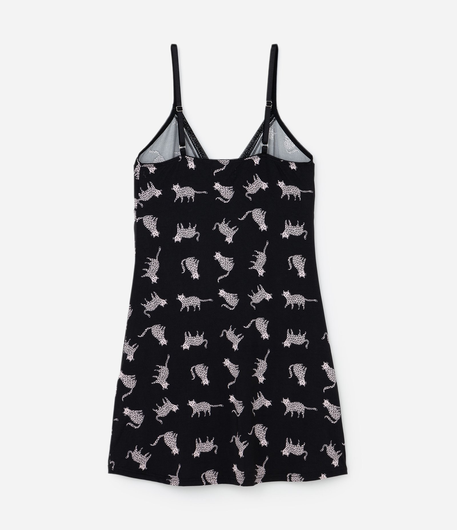 Camisola Curta em Microfibra Estampada de Gatinho com Nécessaire 8