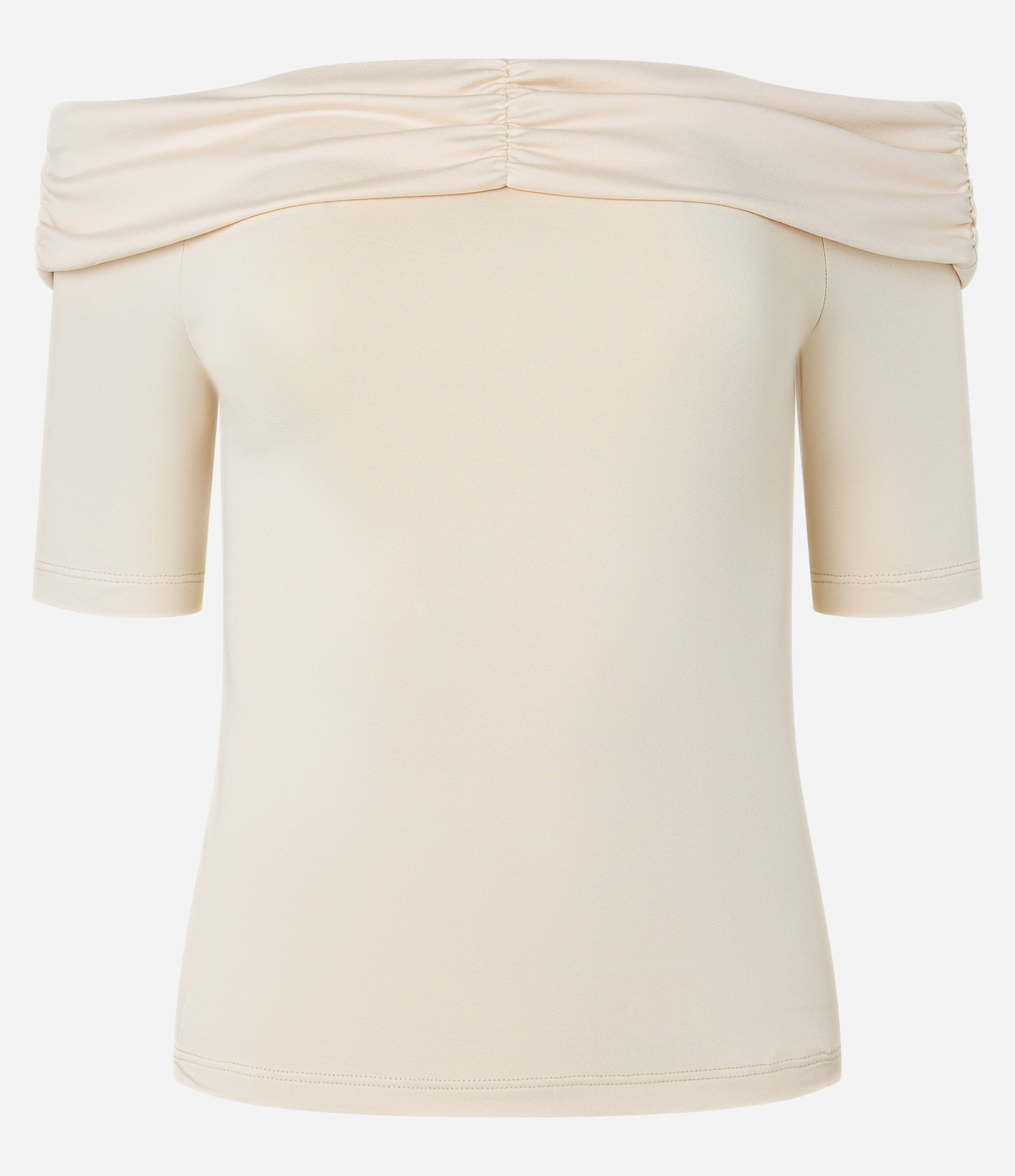 Blusa Ombro a Ombro com Drapeado e Detalhe Dobrado no Decote Off White 5