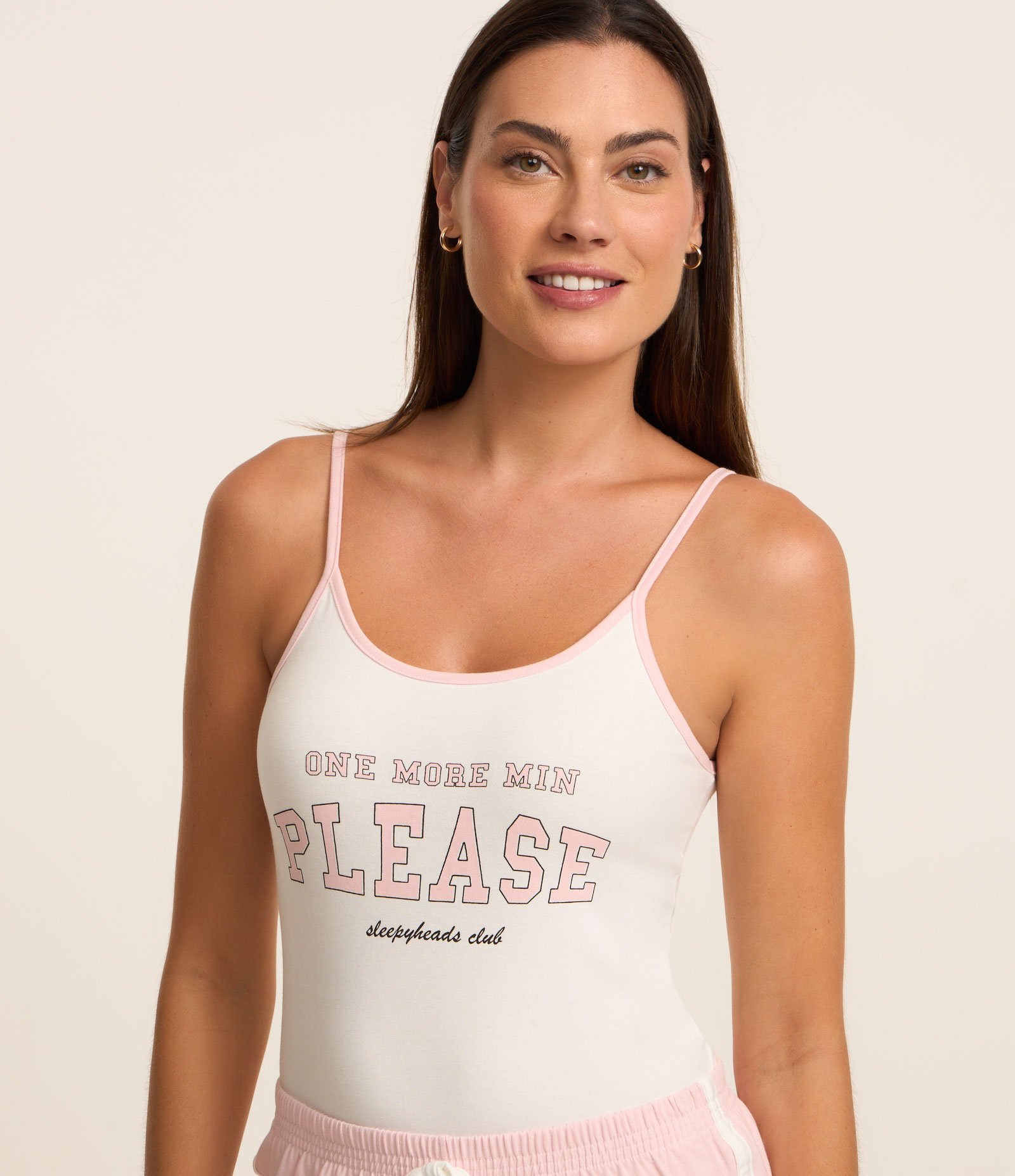 Pijama Short Doll Estampa Lettering Please Rosa/Branco 3