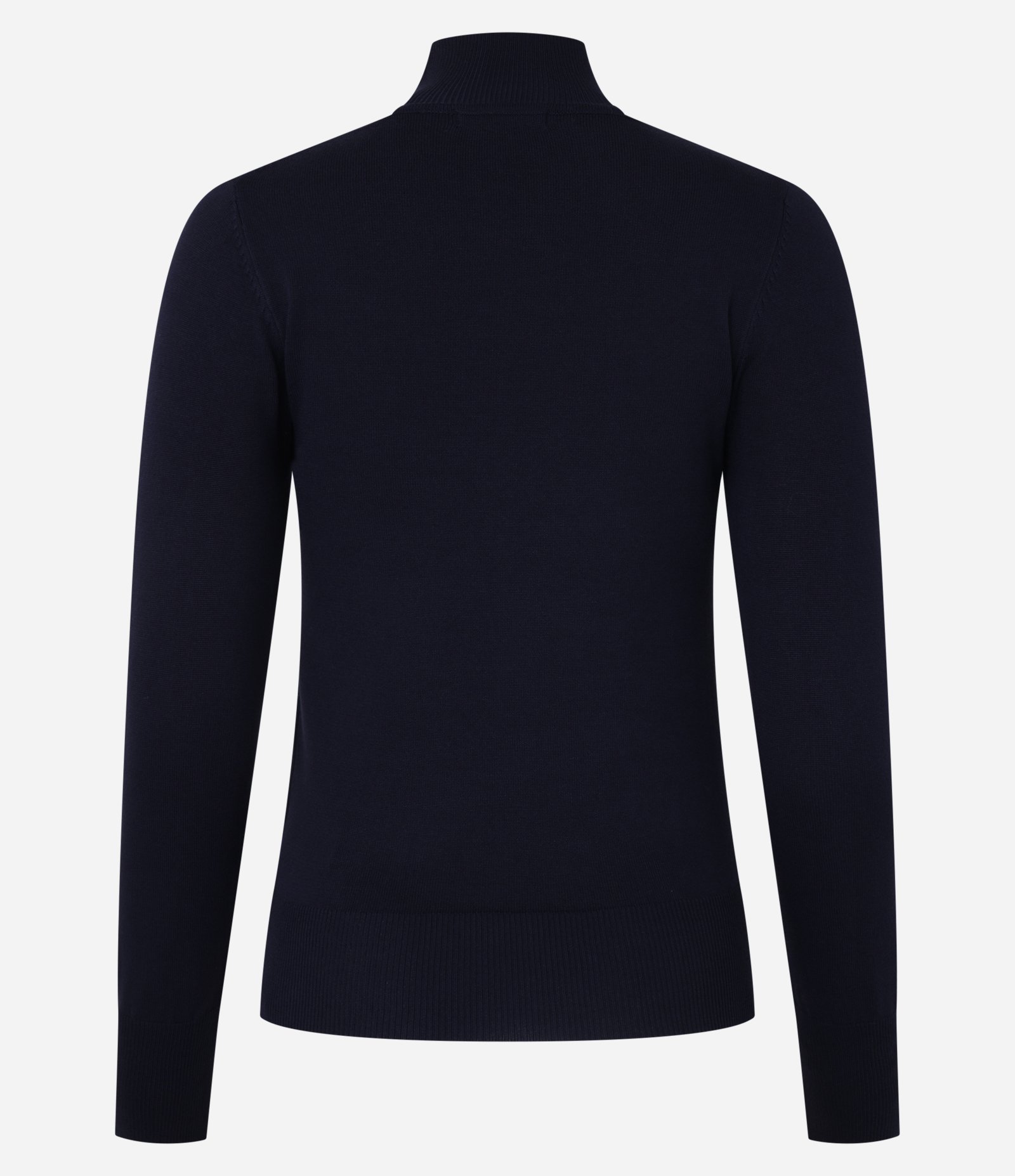 Blusa em Viscose com Gola Alta e Lacinho Bordado Azul Marinho 7