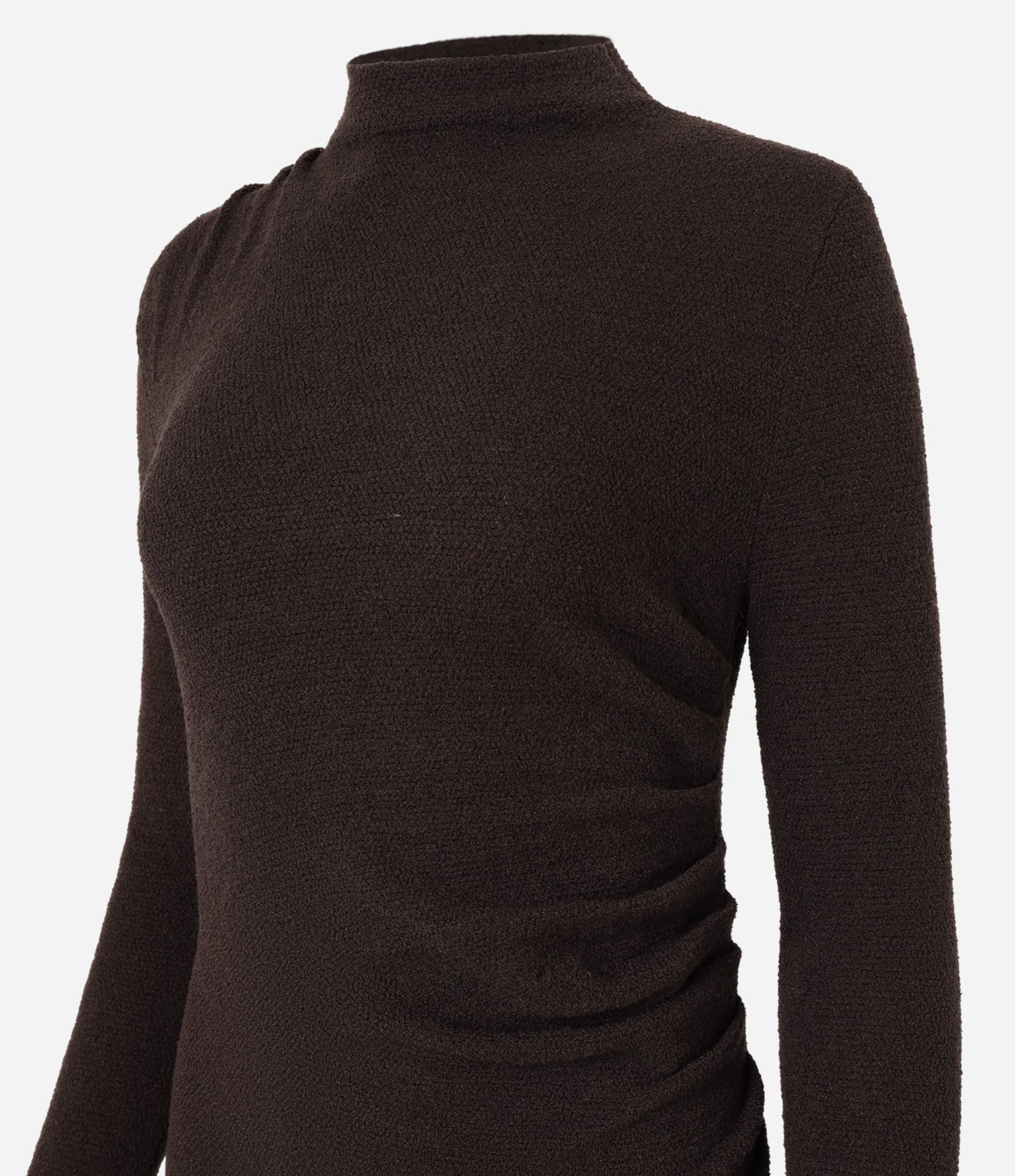 Vestido Long Midi em Tricô com Gola Degagê Marrom 8