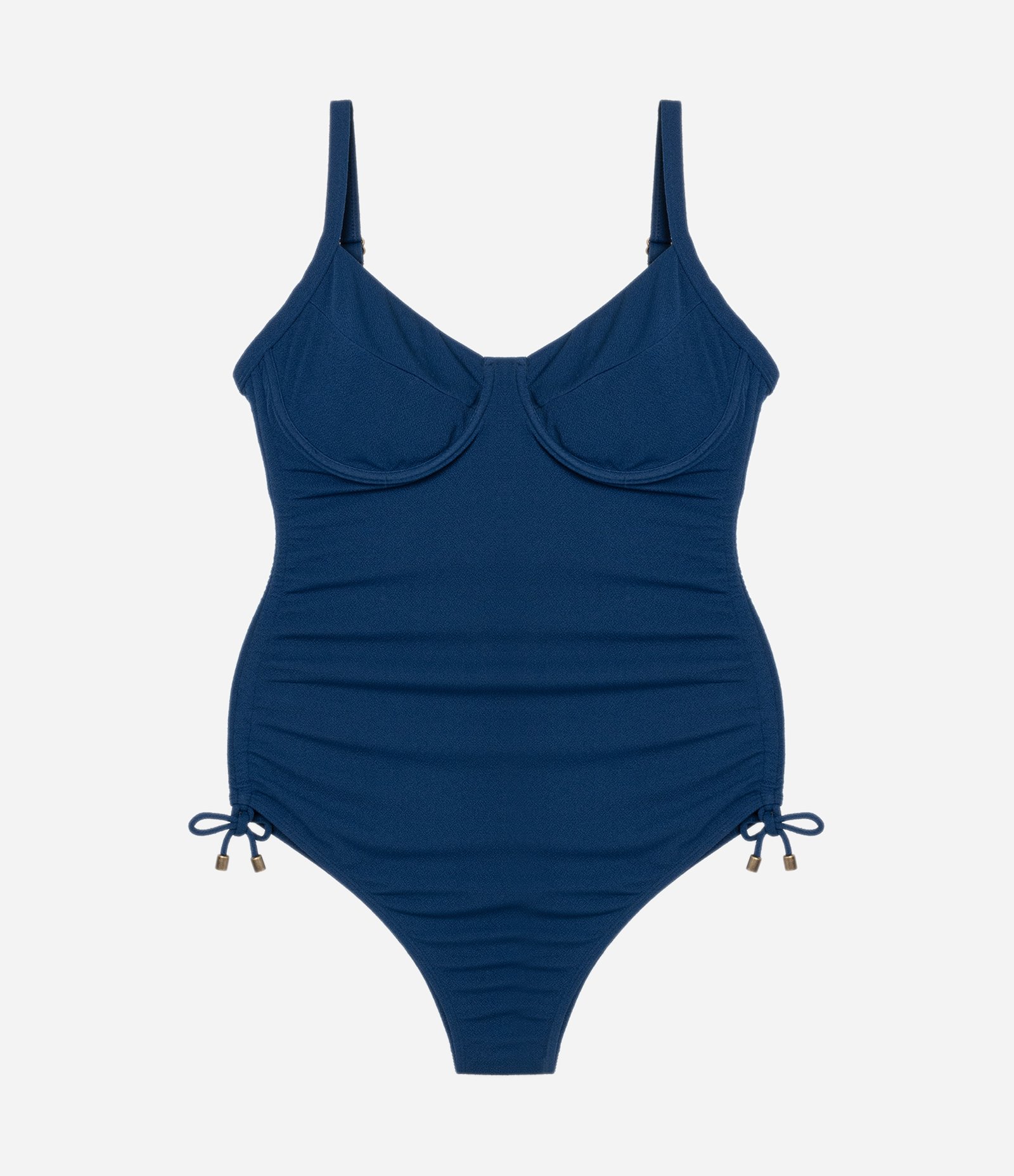 Maiô Meia Taça Texturizado sem Bojo Curve e Plus Size Azul Marinho 5