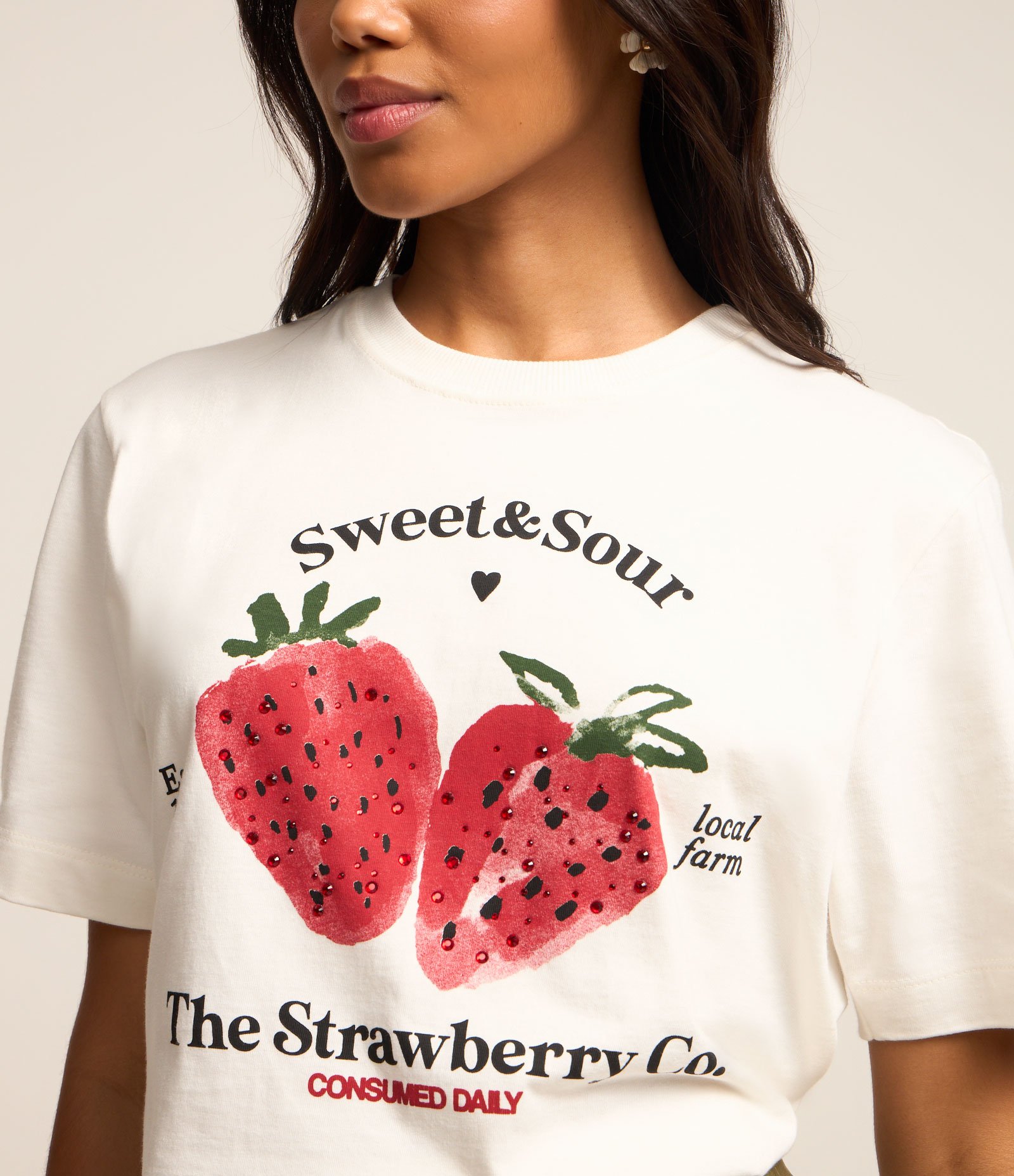 Camiseta em Algodão com Morangos Estampados Off White 3