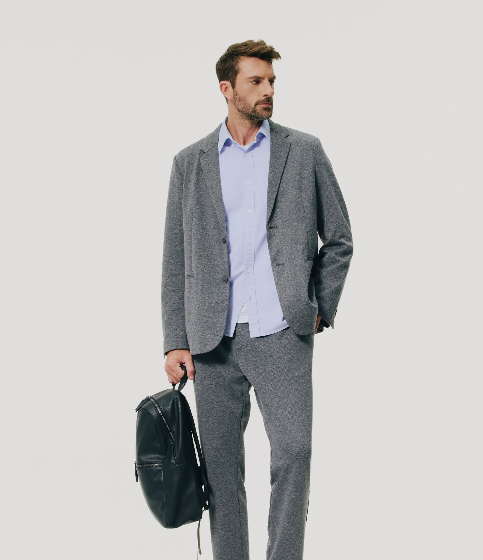 Blazer Super Slim de Malha sem Forro Cinza 1