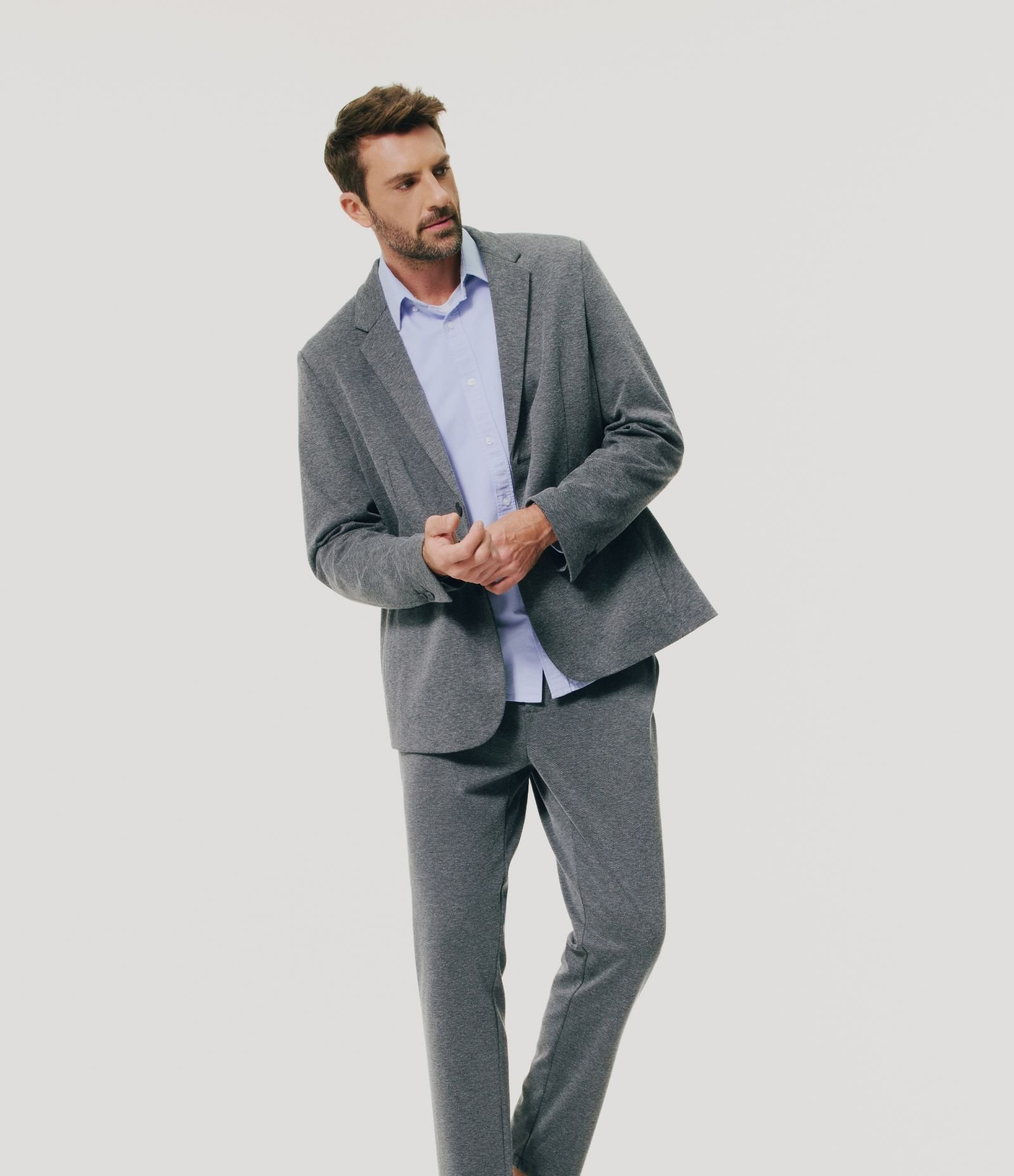 Blazer Super Slim de Malha sem Forro Cinza 2