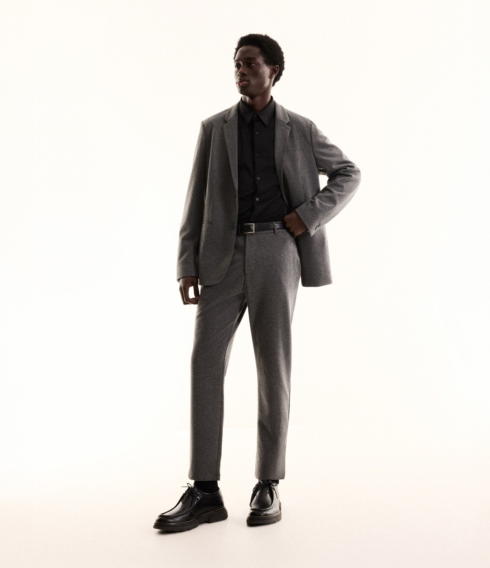 Blazer Super Slim de Malha sem Forro Cinza 2