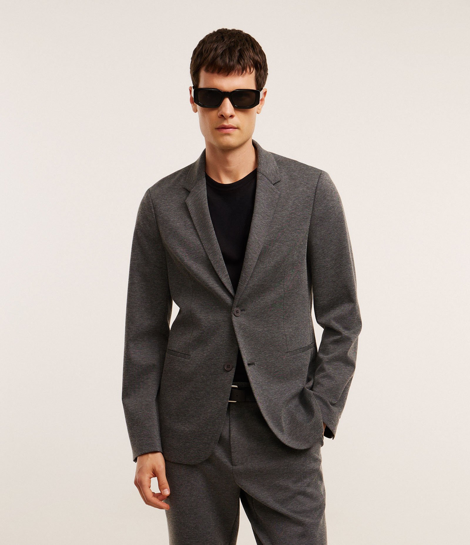 Blazer Super Slim de Malha sem Forro Cinza 3