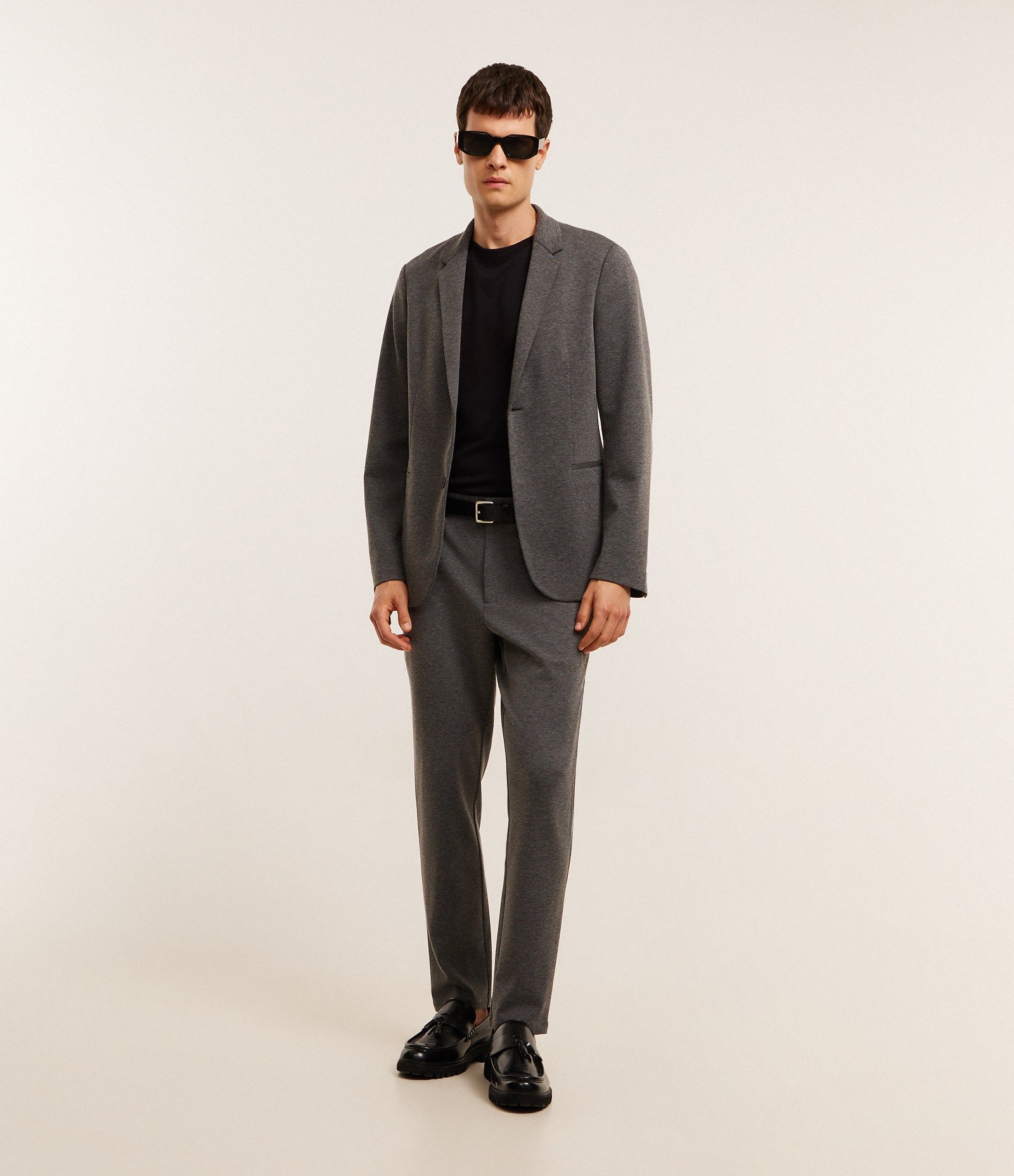 Blazer Super Slim de Malha sem Forro Cinza 4