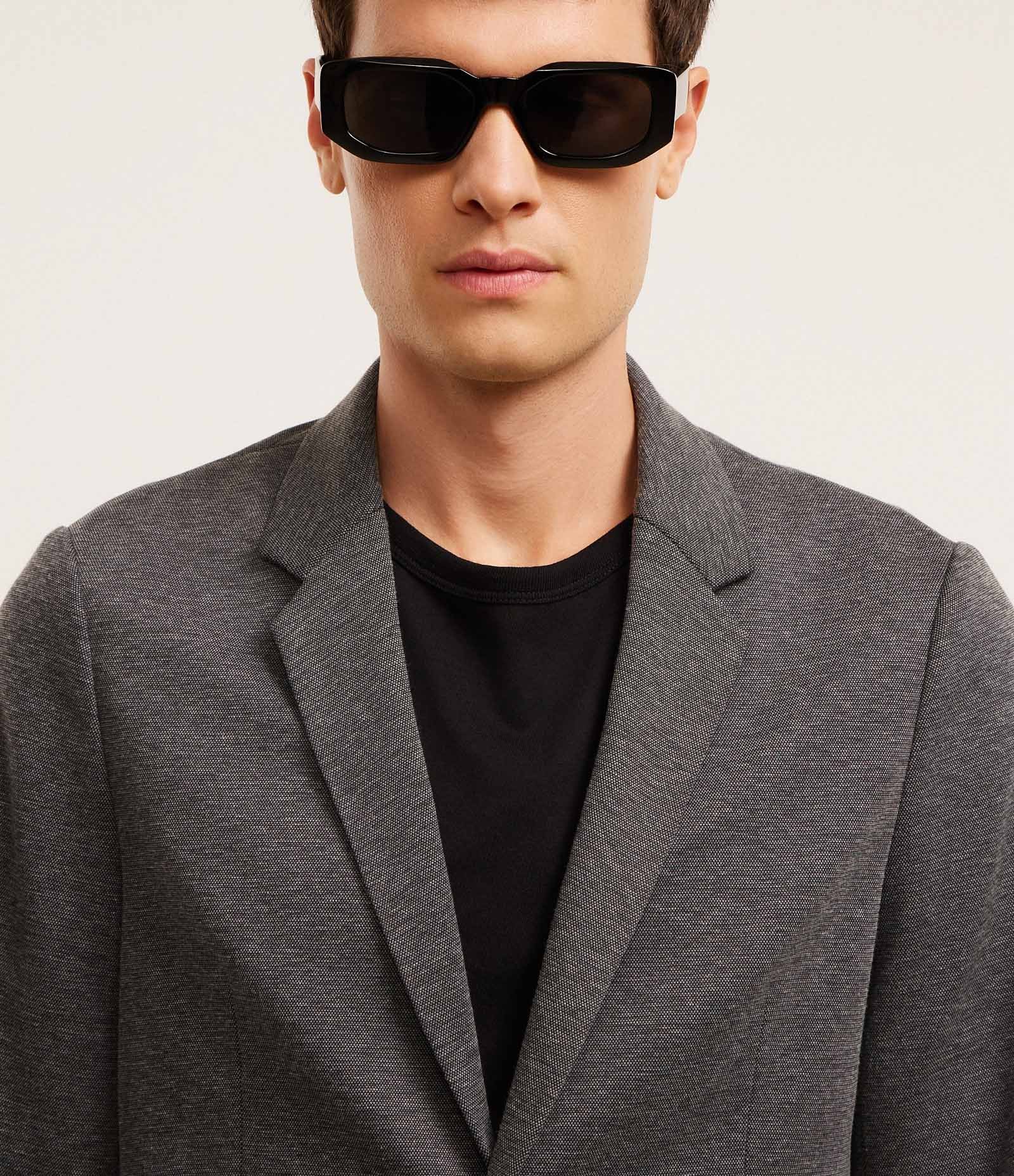 Blazer Super Slim de Malha sem Forro Cinza 5