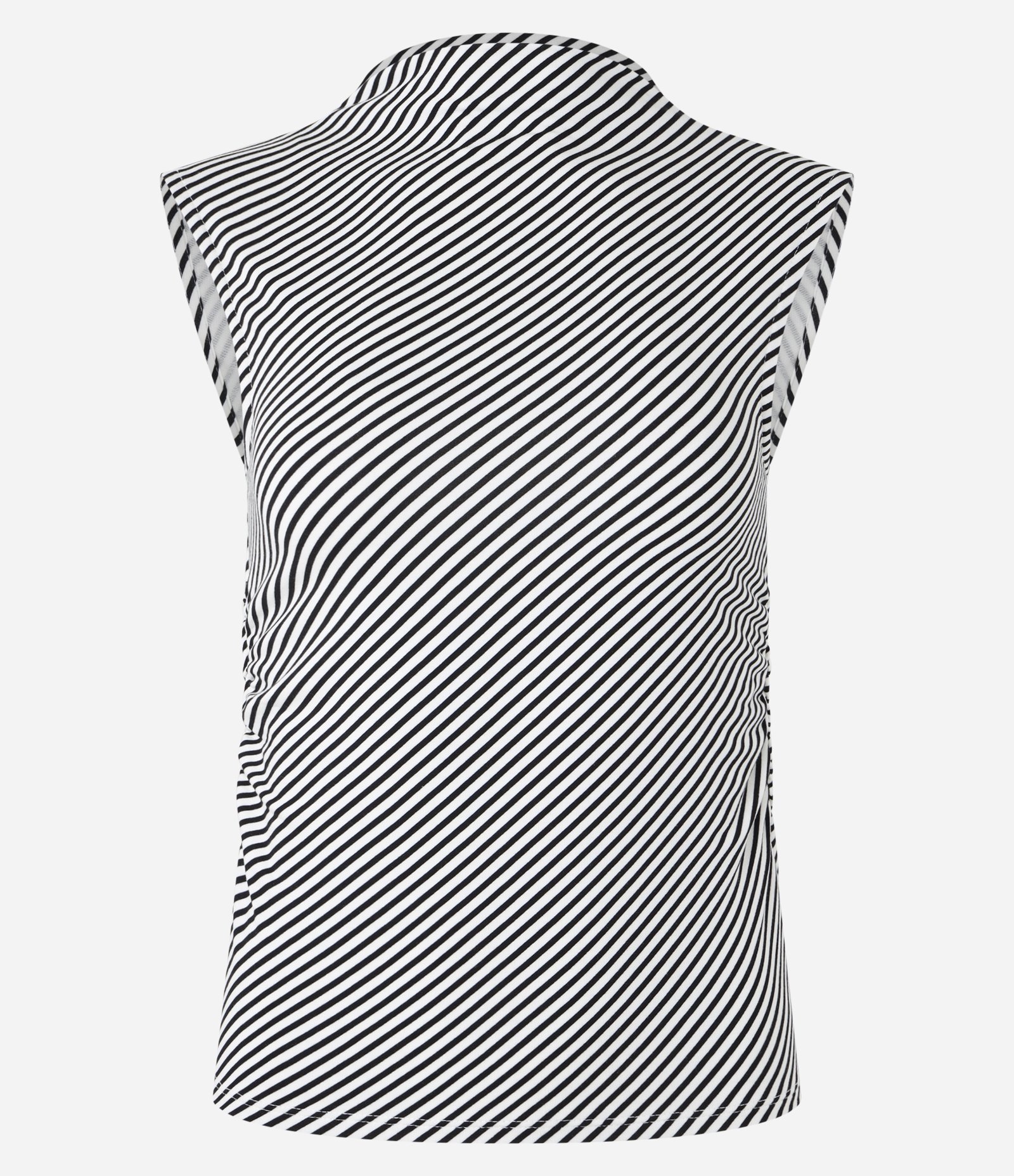 Blusa Manga Curta em Moletinho com Estampa de Listras Branco/Preto 5